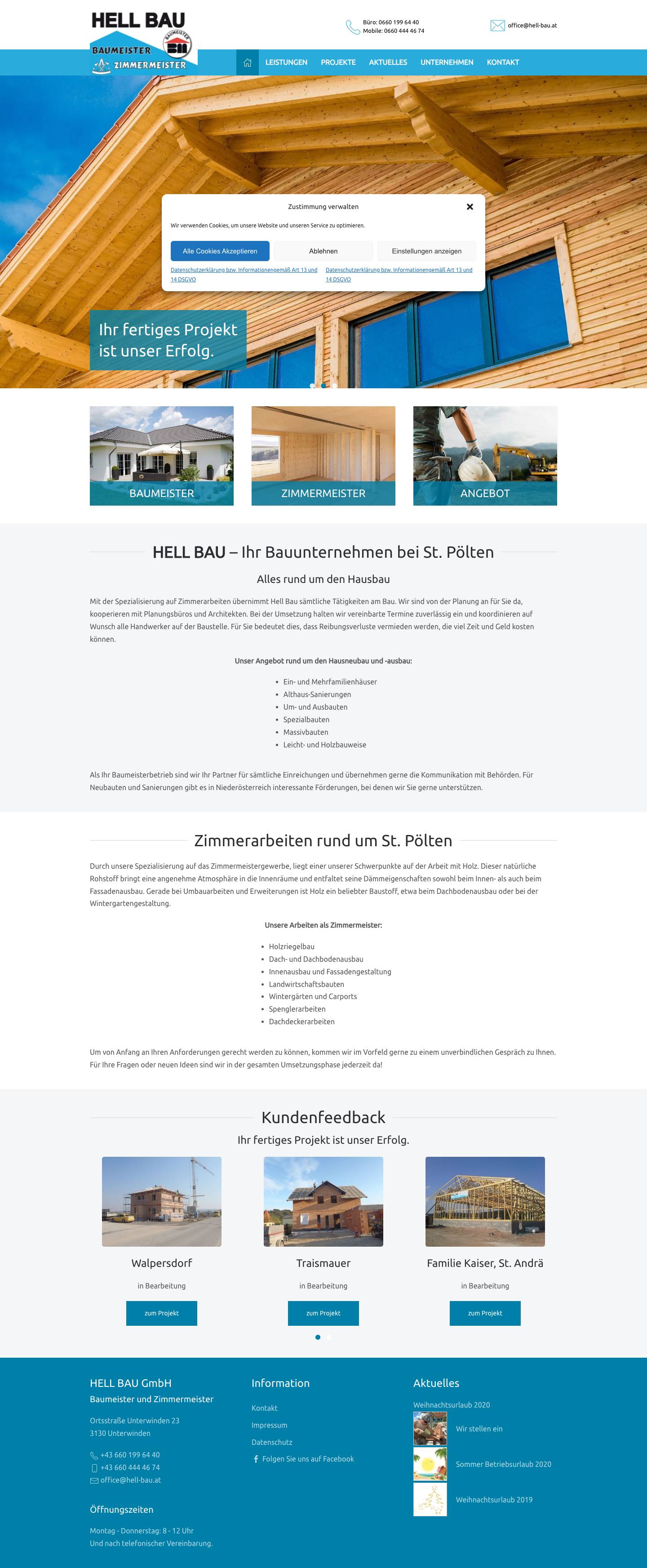 Home - Hell Bau – Ihr Bauunternehmen bei St. Pölten - Full Screenshot