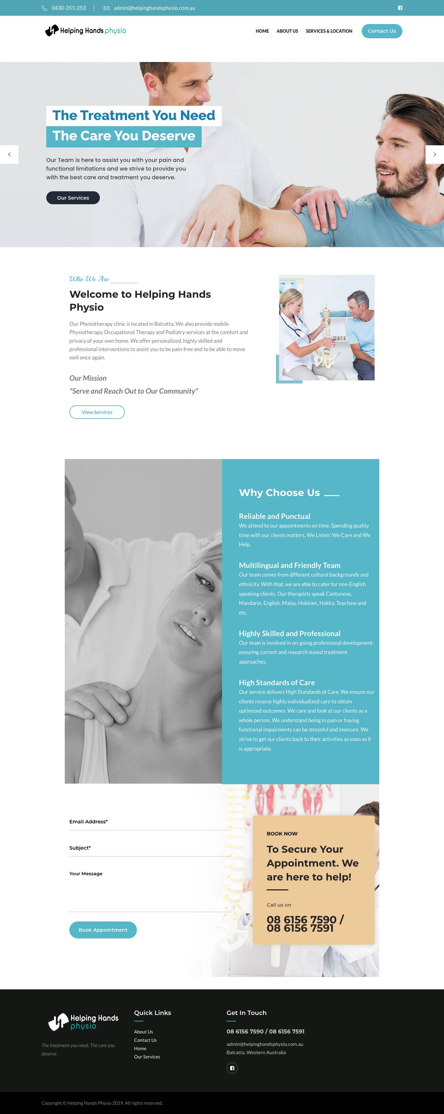 Mobile Physiotherapy Perth - Helping Hands Physio - Full Screenshot