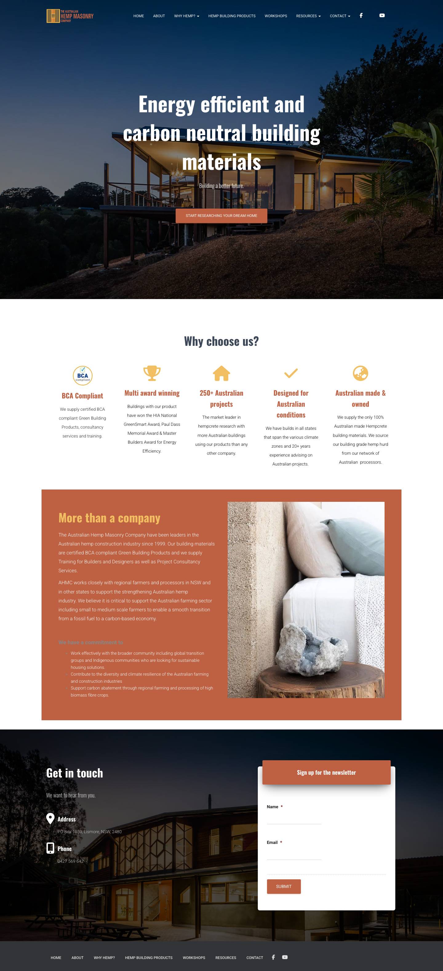 Hempcrete Buildings - Australian Hemp Masonry Company - Full Screenshot