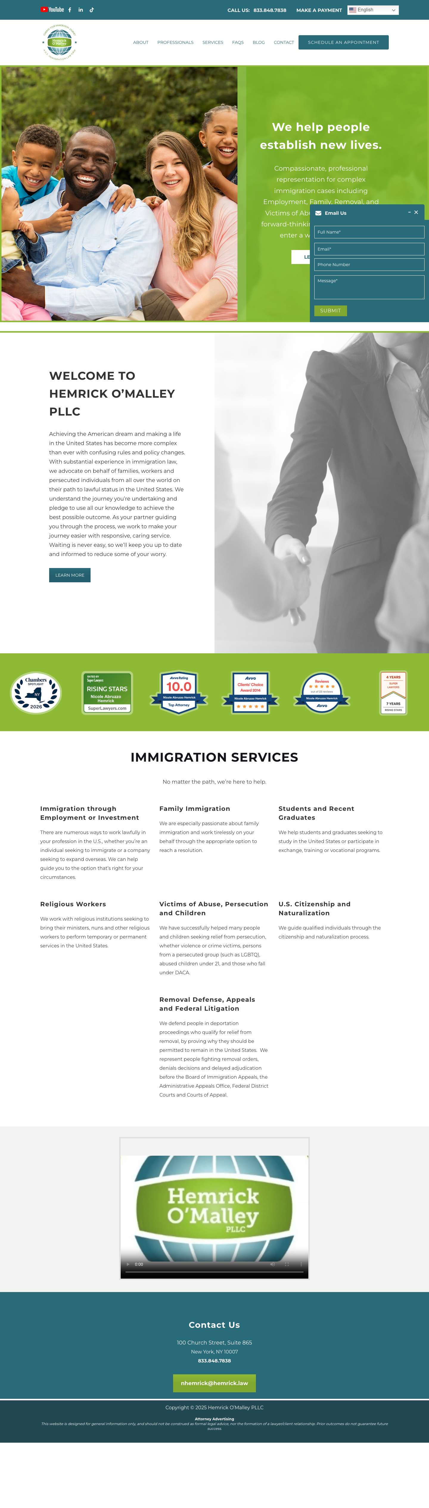 Immigration Lawyers & Attorneys in New York | Hemrick O'Malley PLLC - Full Screenshot