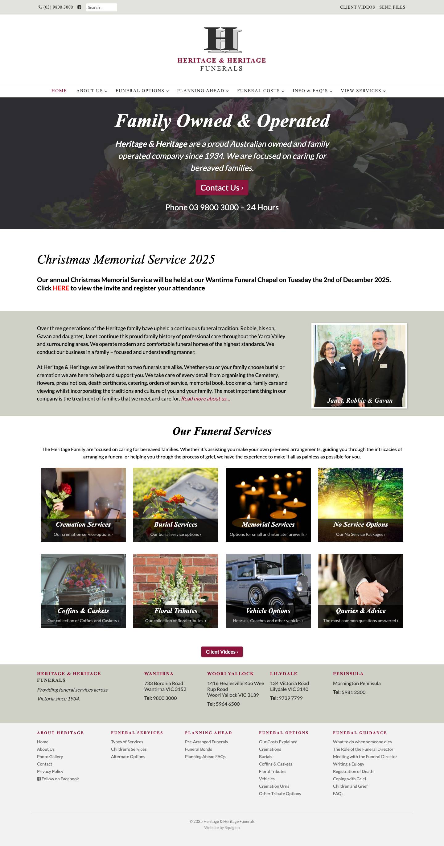 Heritage & Heritage Funeral Services - Melbourne & Mornington VIC - Full Screenshot