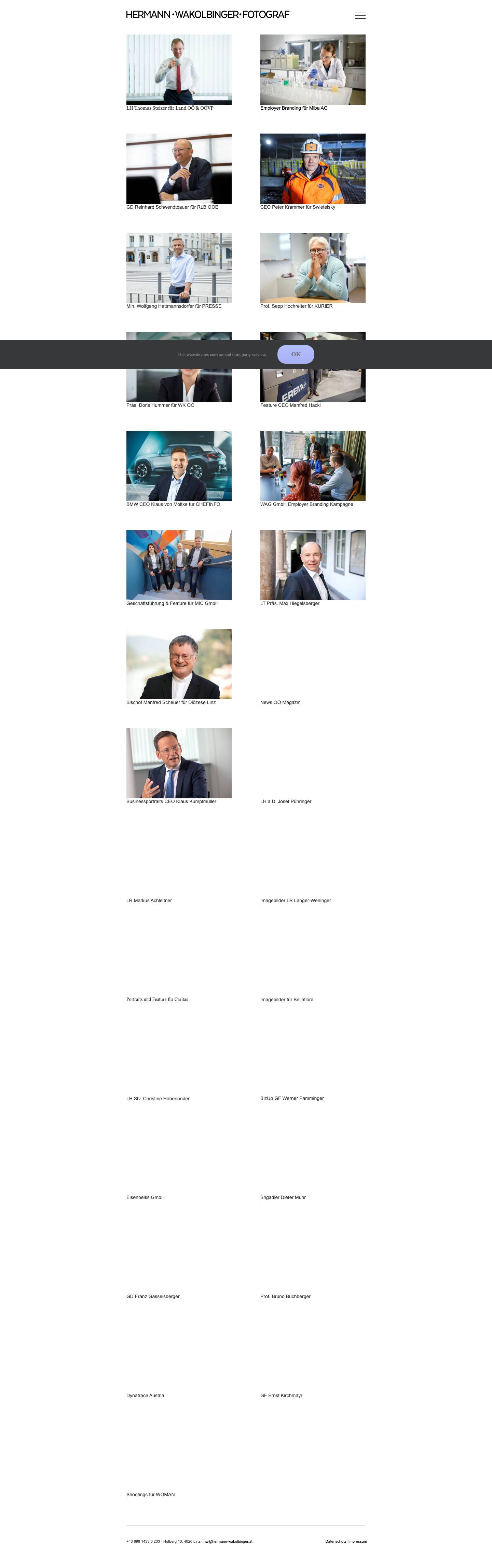 Fotograf Hermann Wakolbinger Mitarbeiter- und Businessportraits - Full Screenshot