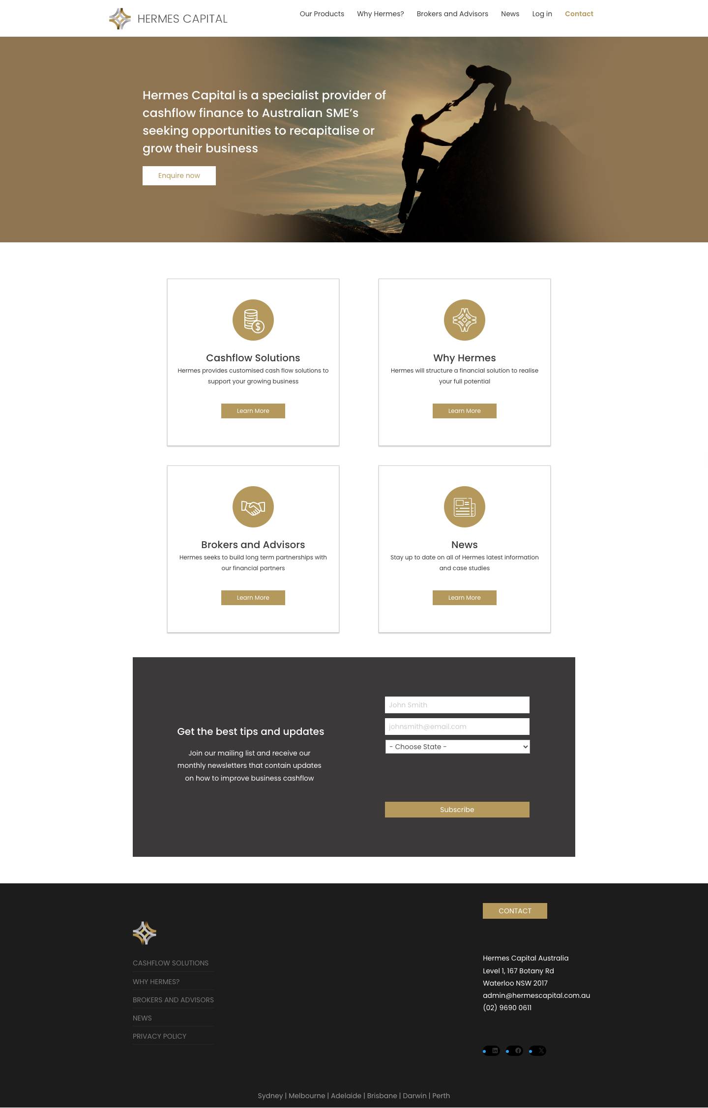 Hermes Capital | Cashflow Finance for Australian SME's - Full Screenshot
