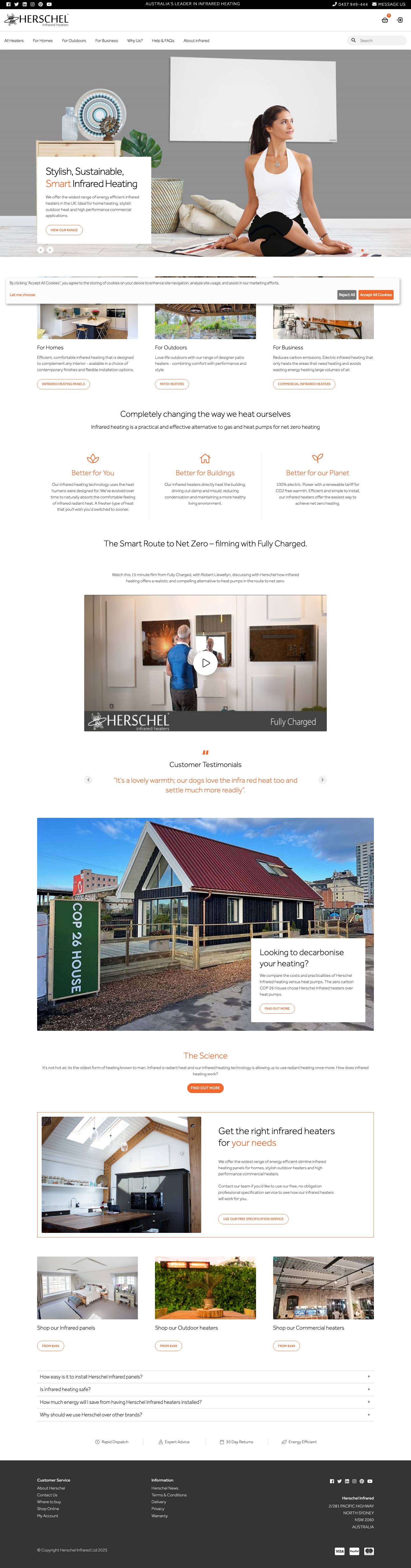 Herschel Infrared Heaters: Australia's No.1 infrared heating manufacturerHerschel Infrared Heaters: Australia's No.1 infrared heating manufacturer - Full Screenshot