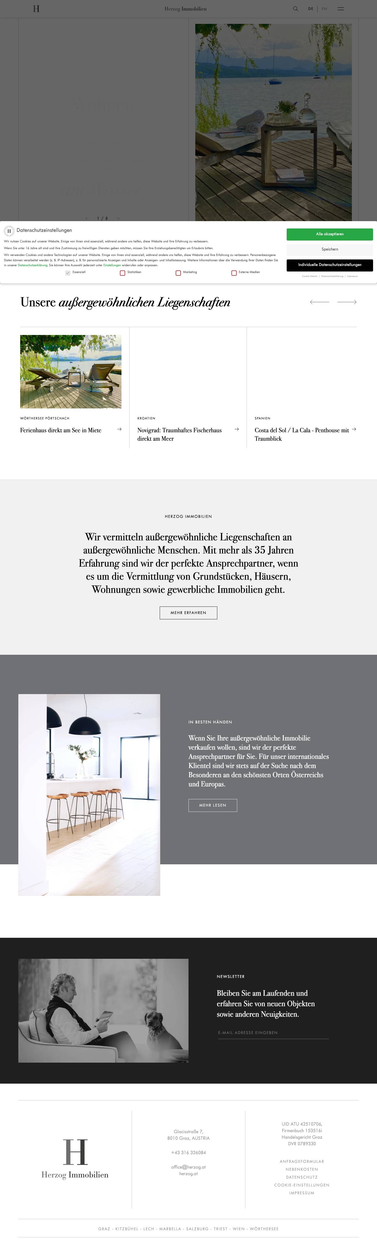 Herzog Immobilien - Ihr Partner für außergewöhnliche Liegenschaften - Full Screenshot