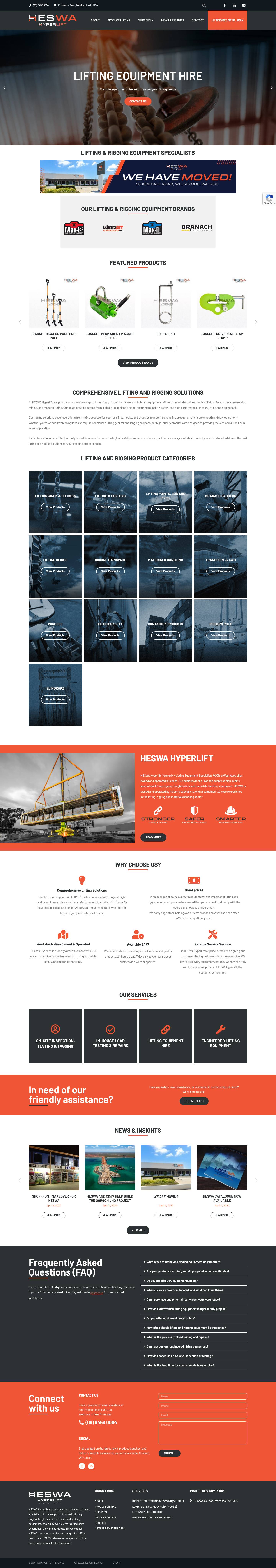 Lifting, Rigging and Material Handling Equipment | HESWA - Full Screenshot