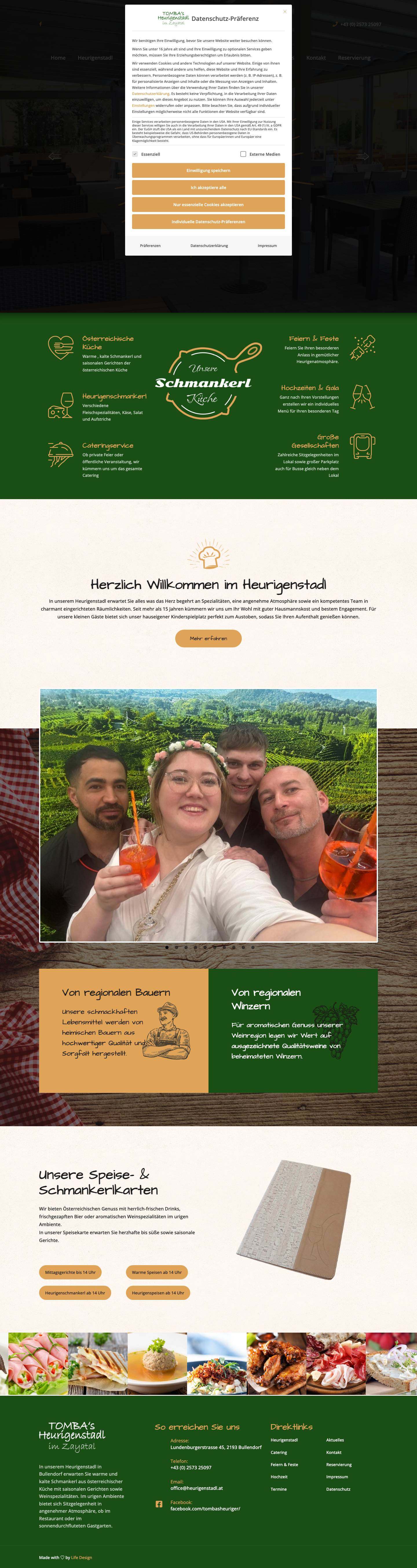 Tomba`s Heurigenstadl – Gasthaus, Heuriger & Partyservice im Zayatal - Full Screenshot