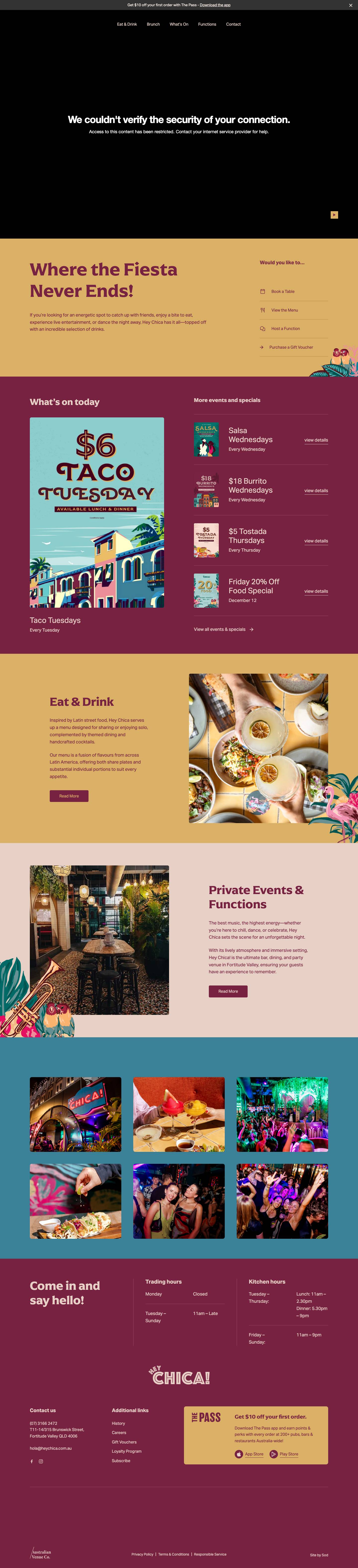 Hey Chica Brisbane – Latin-Inspired Bar & Nightlife - Full Screenshot