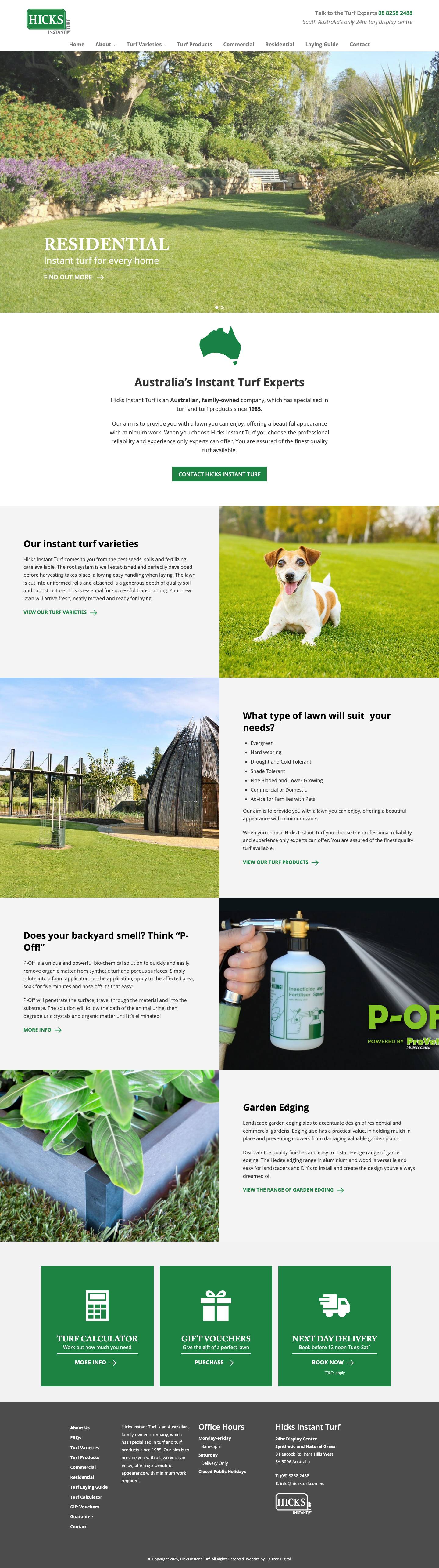 Hicks Instant Turf - Australia’s Instant Turf & Garden Supplier Expert! - Full Screenshot