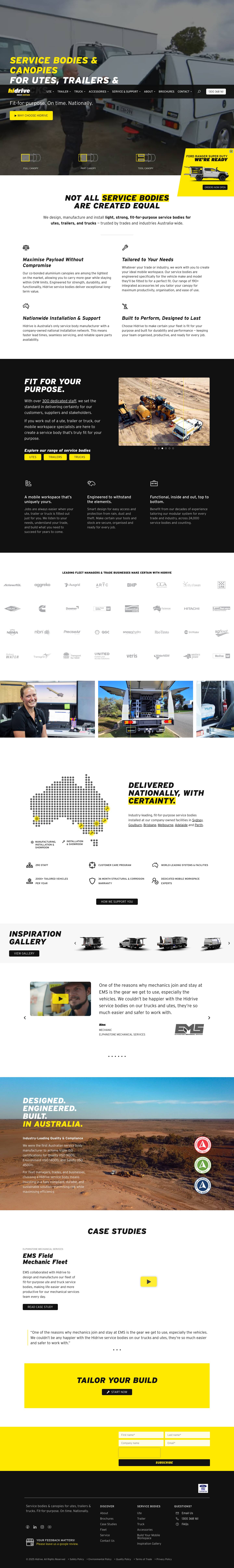 Hidrive Service Body Canopy for Utes, Trailers & Trucksconstruction-worker - Full Screenshot