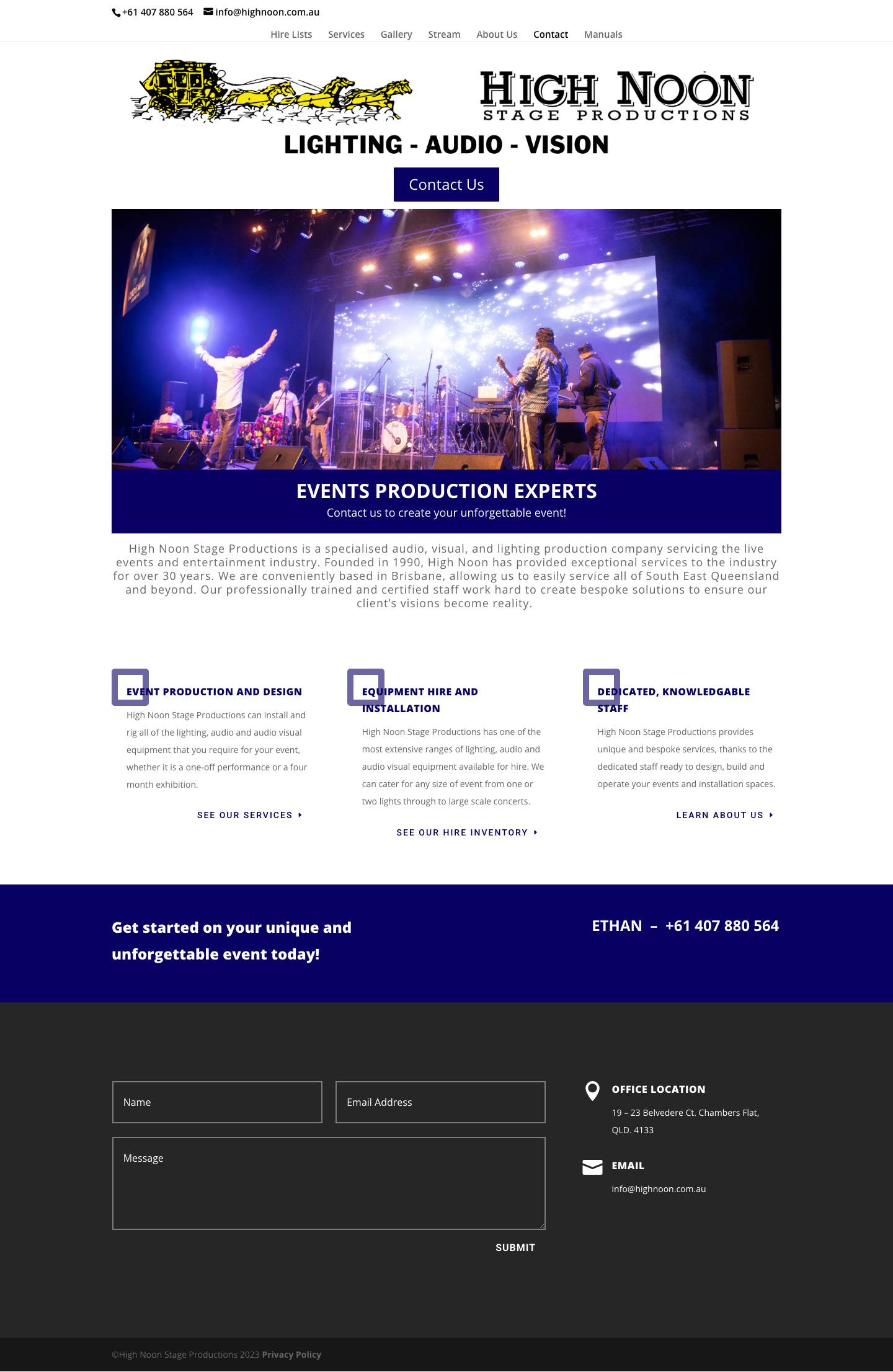 High Noon Stage Productions - Event Production Experts - Full Screenshot