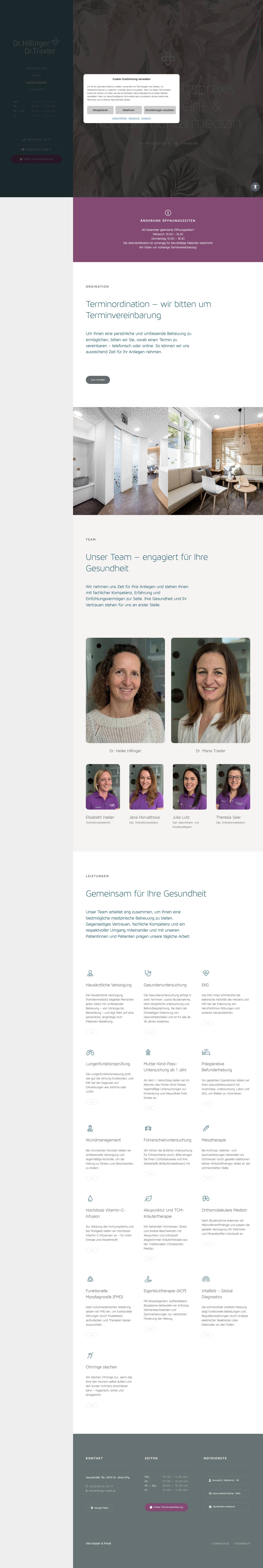 Home - Dr. Hillinger & Dr. Traxler - Full Screenshot