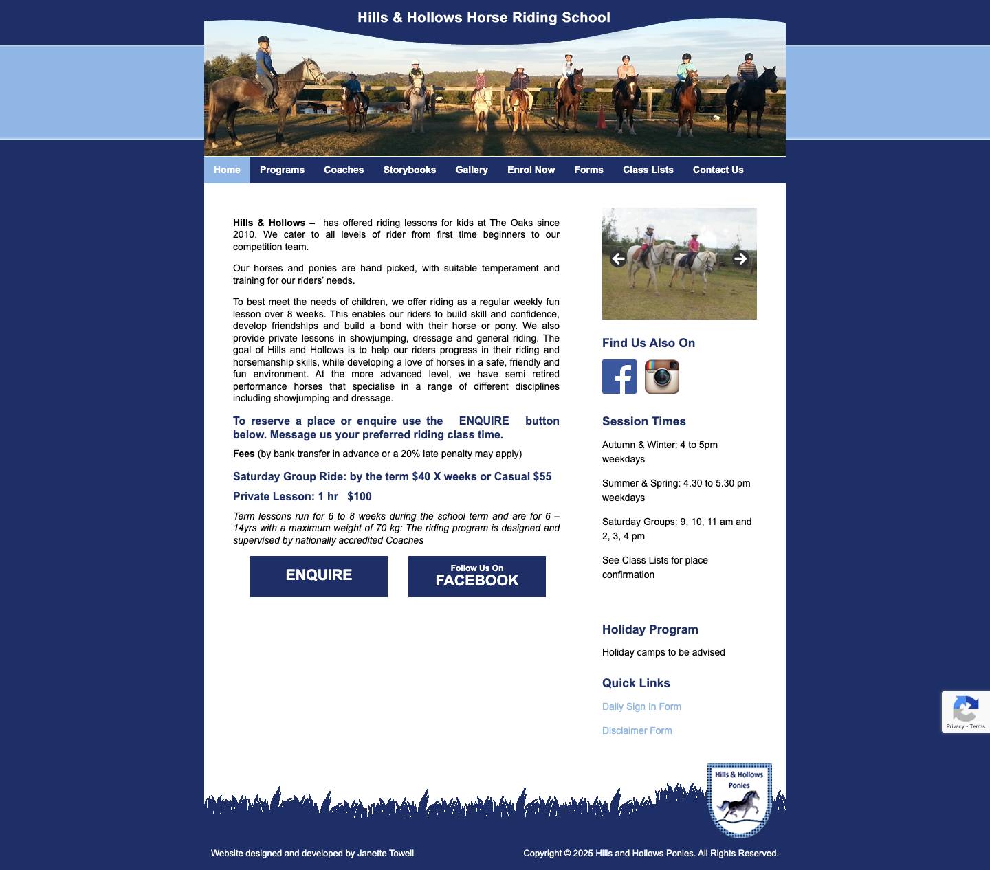 Hills and Hollows | Hills and Hollows Horse Riding School - Full Screenshot