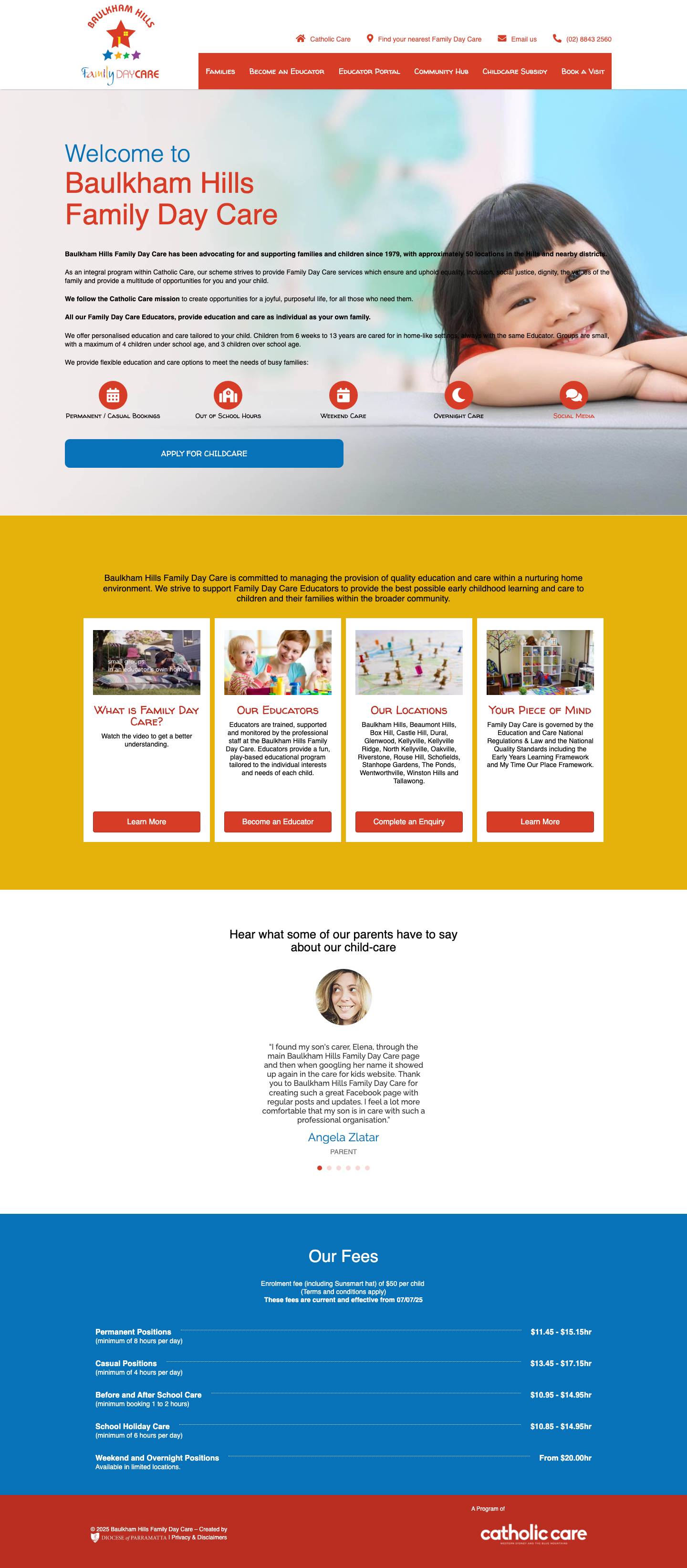 Baulkham Hills Family Day Care – Family Day Care for the Hills Region, Sydney Australia - Full Screenshot