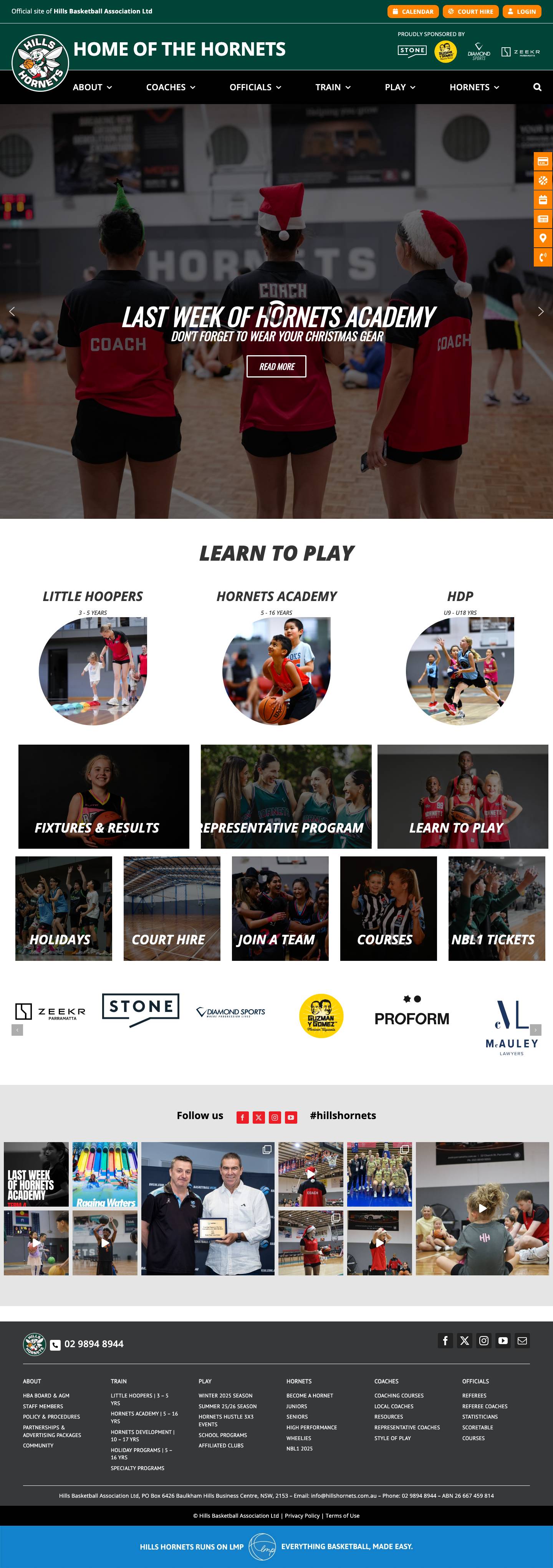 Home - Hills Hornets Basketball Association Ltd - Full Screenshot