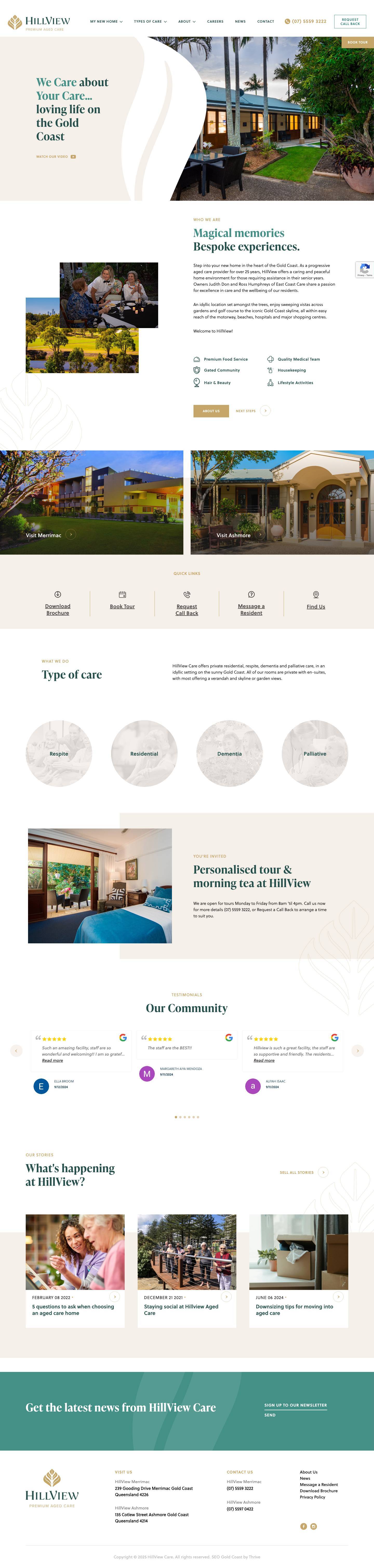 Residential Aged Care Home Gold Coast | Hillview Carefbinsta - Full Screenshot