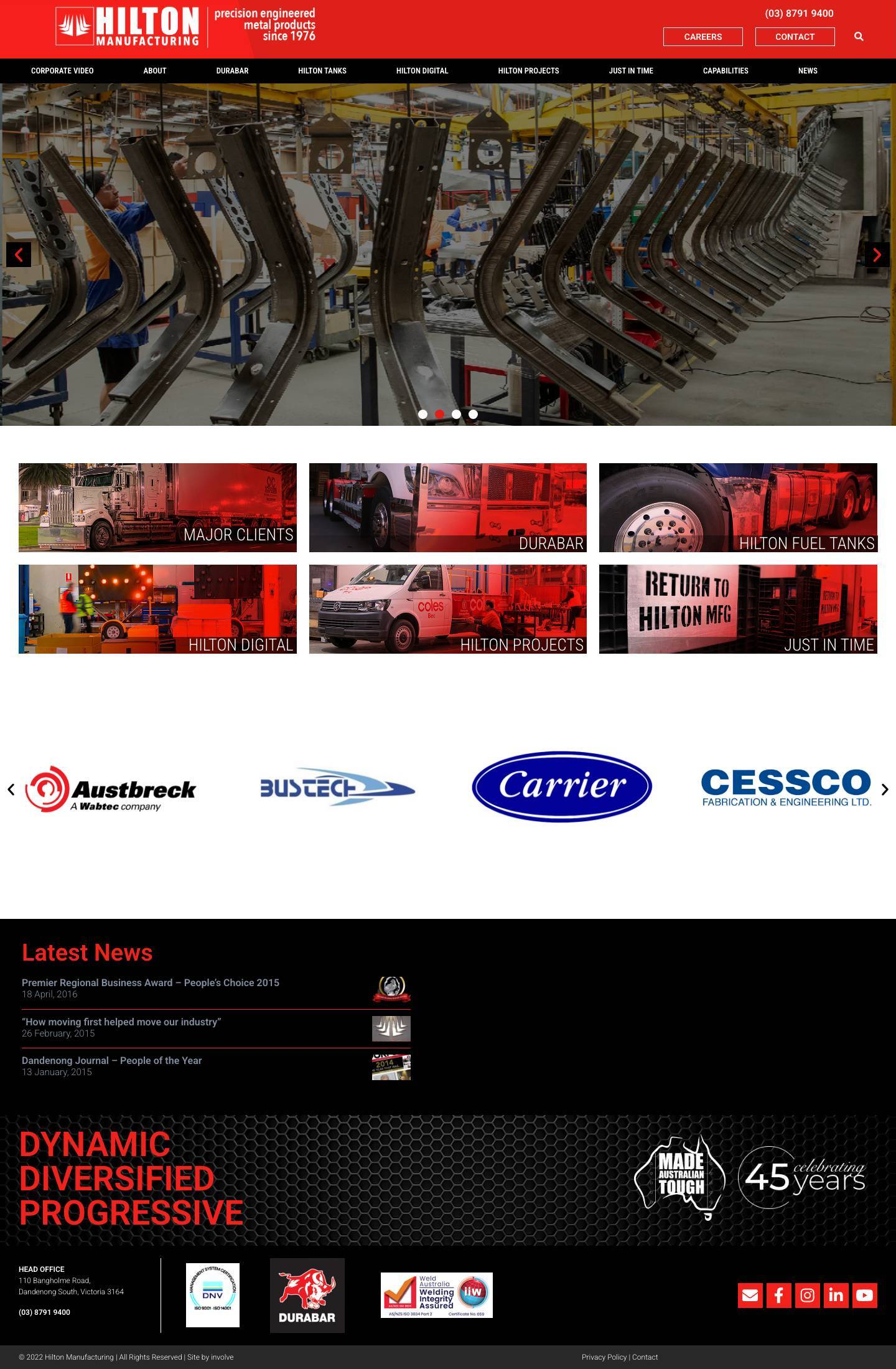 Home - Hilton Manufacturing - Full Screenshot