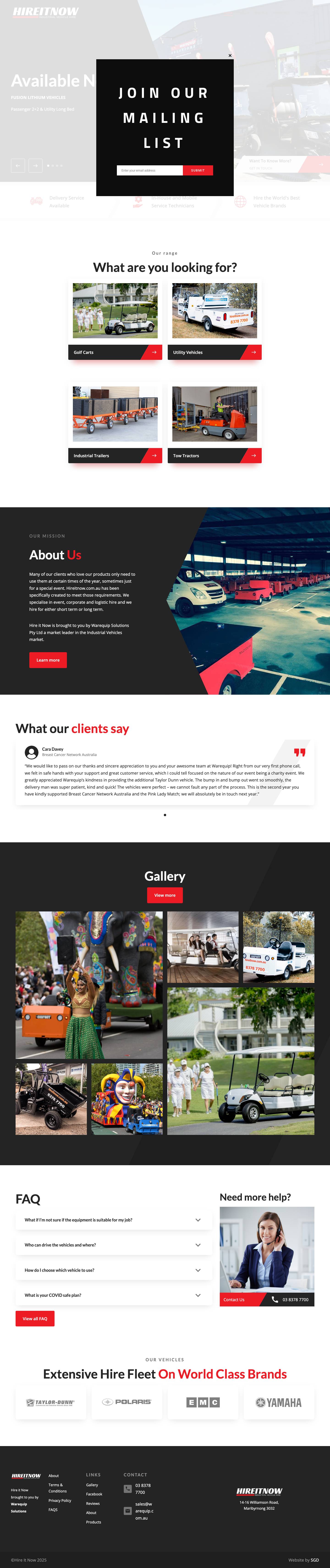 Hire It Now – Industrial Vehicle Hire - Full Screenshot