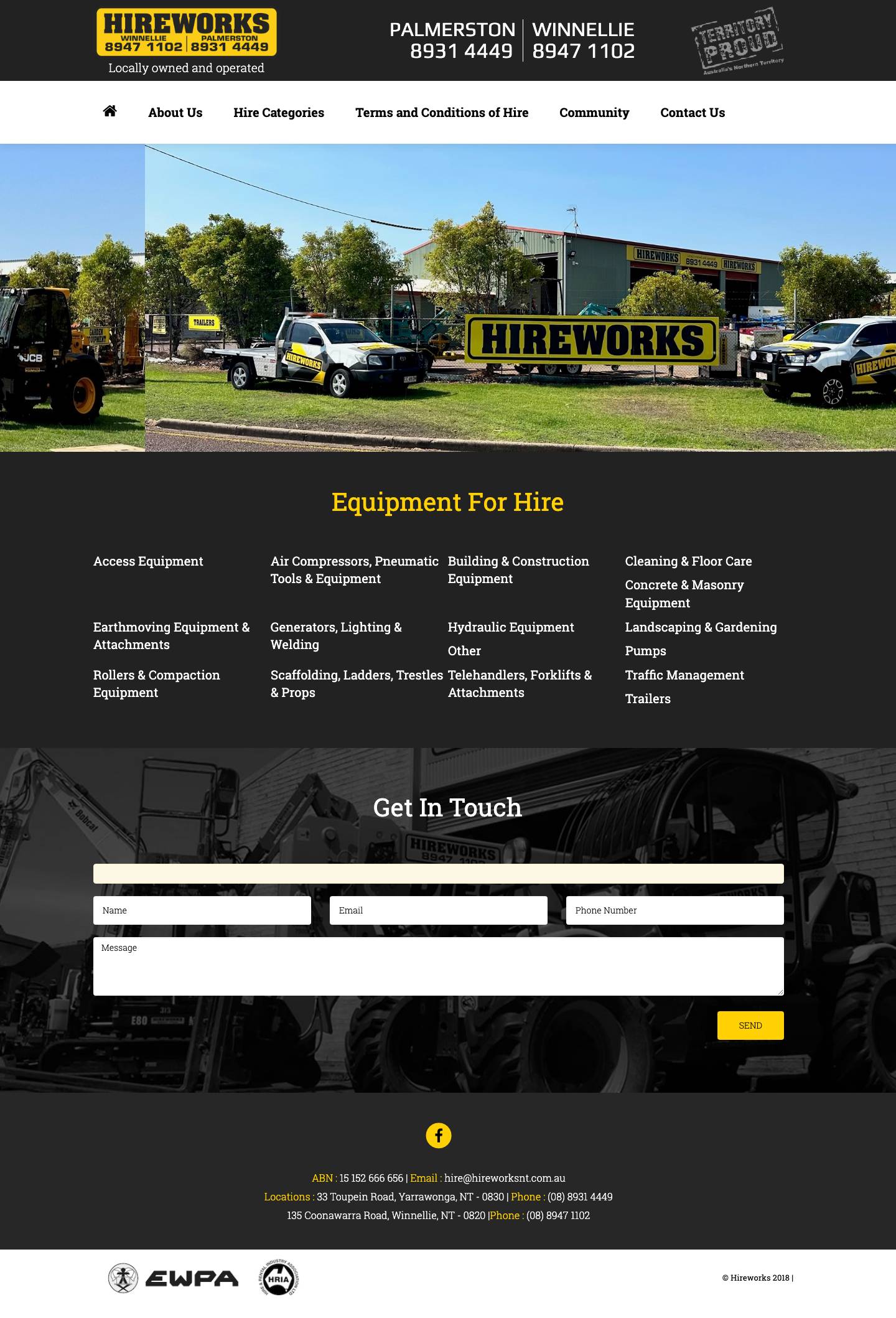 Hireworks NT – Locally owned and operated - Full Screenshot