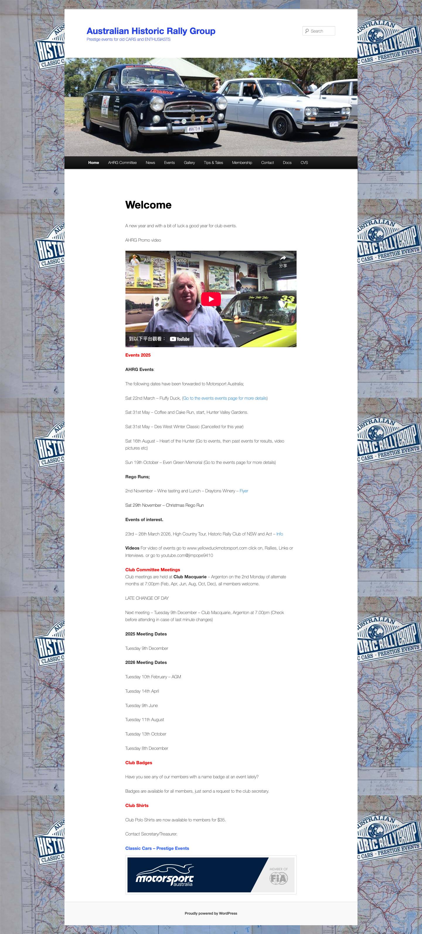 Australian Historic Rally Group | Prestige events for old CARS and ENTHUSIASTS - Full Screenshot