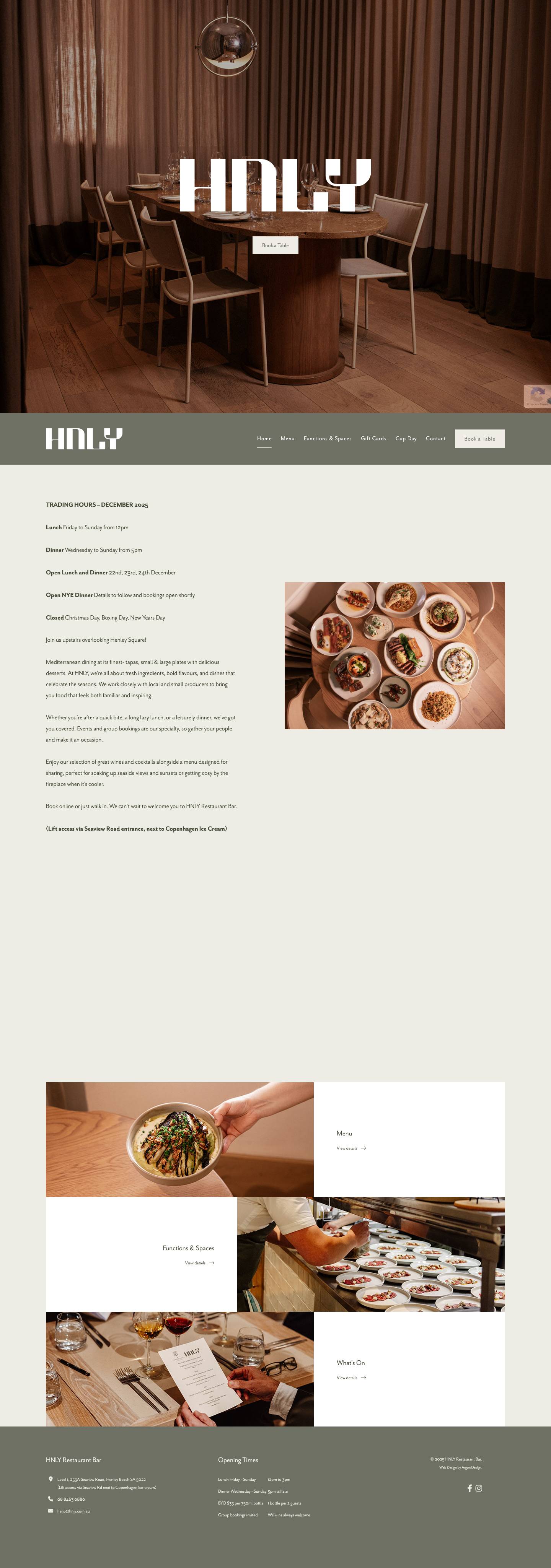 HNLY Restaurant Bar - Full Screenshot