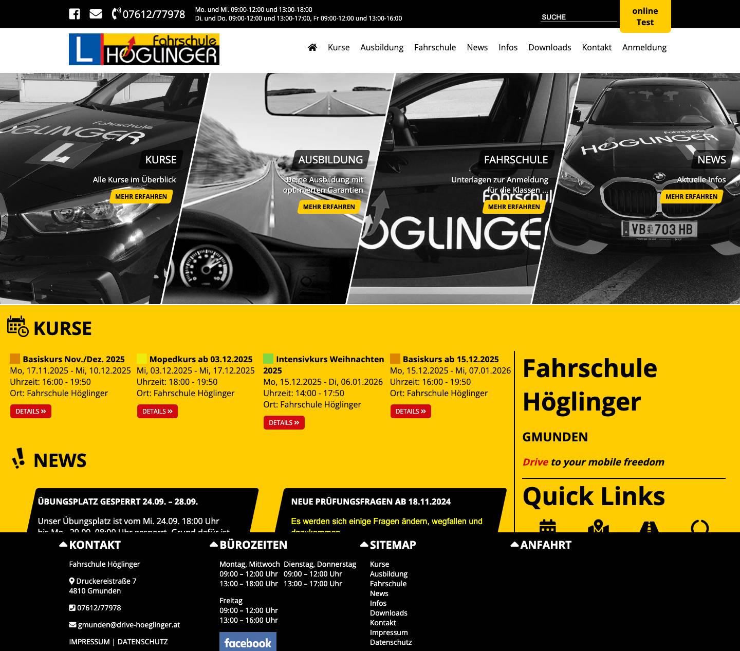 Fahrschule Höglinger in Gmunden - Drive to your mobile freedom! - Full Screenshot