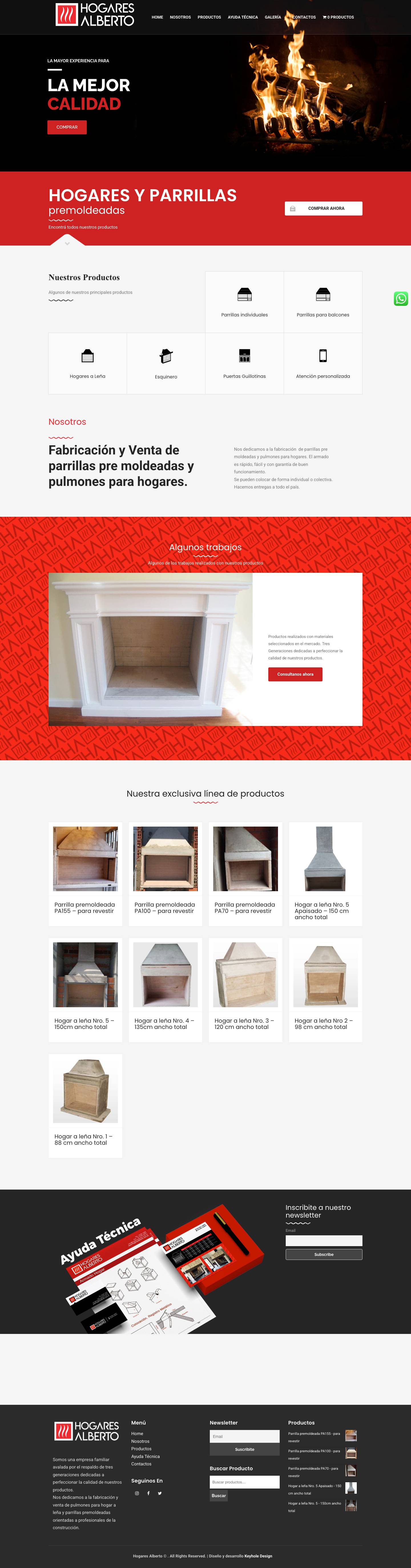 Hogares Alberto – Fabricación y venta de pulmones para hogar a leña - Full Screenshot