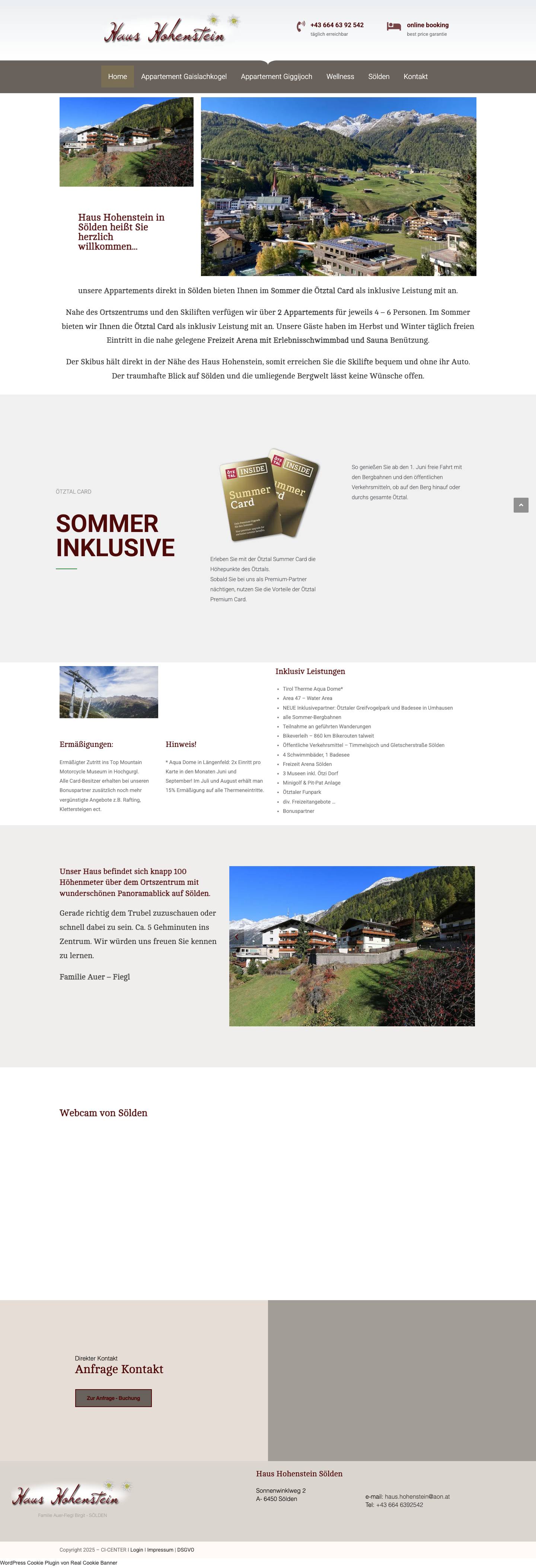 Home - Haus Hohenstein Sölden - Tirol - Austria Appartements Ötztal Card - Full Screenshot