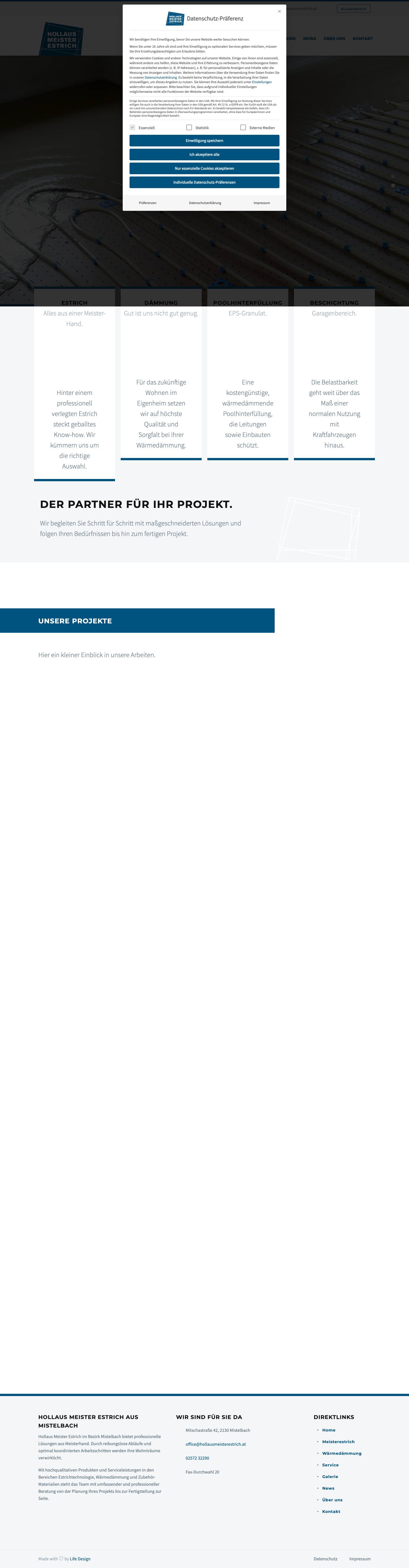 Home - Hollaus Meister Estrich - Full Screenshot