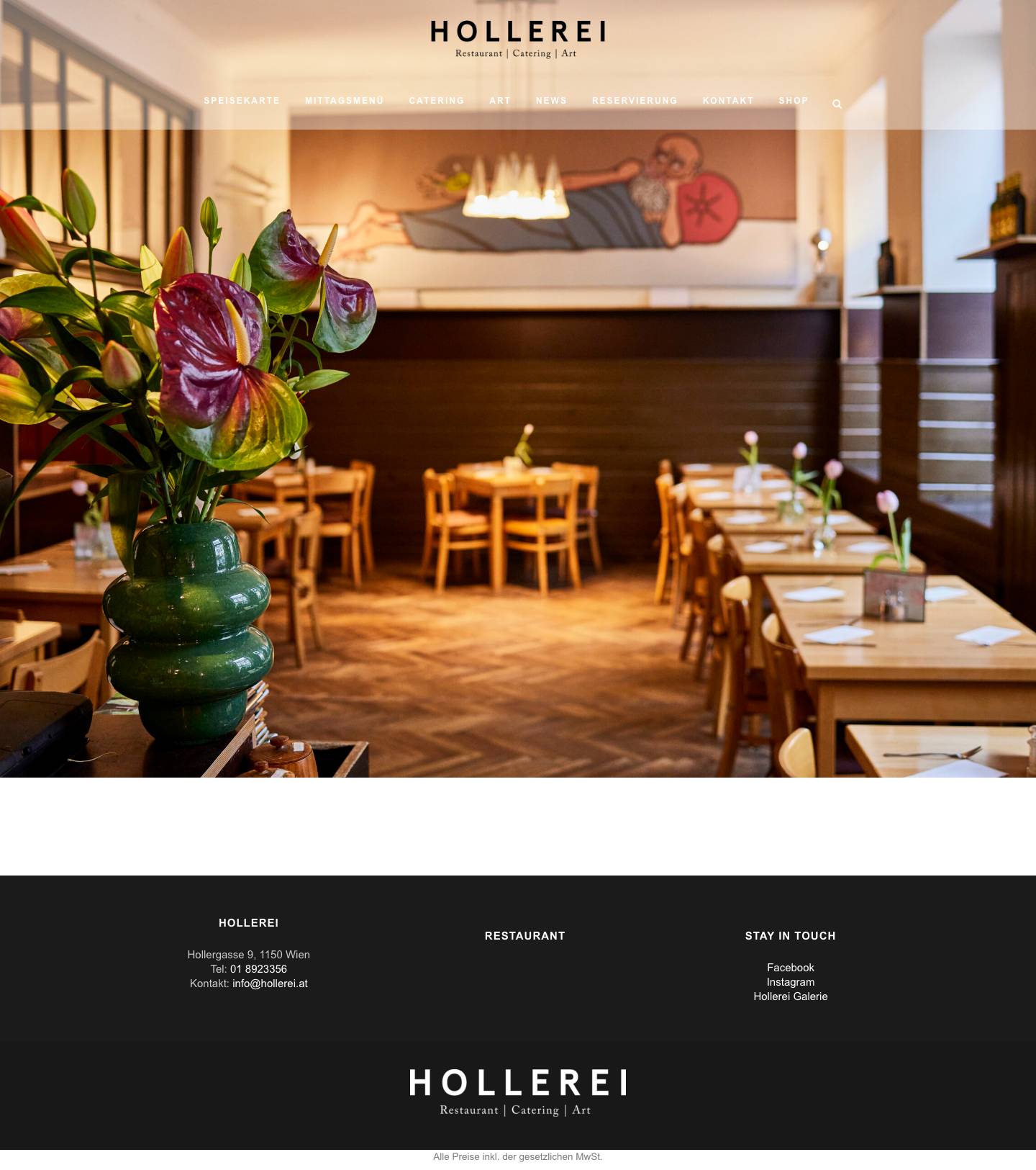 HOLLEREI | Restaurant und Galerie - Full Screenshot