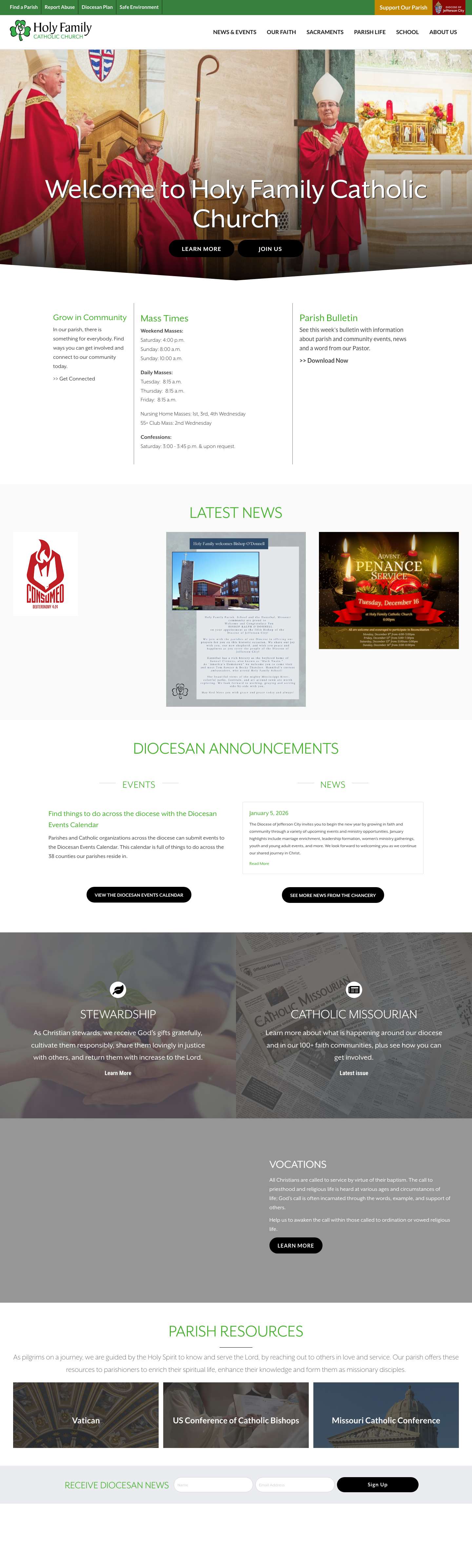 Holy Family Catholic Church - Full Screenshot