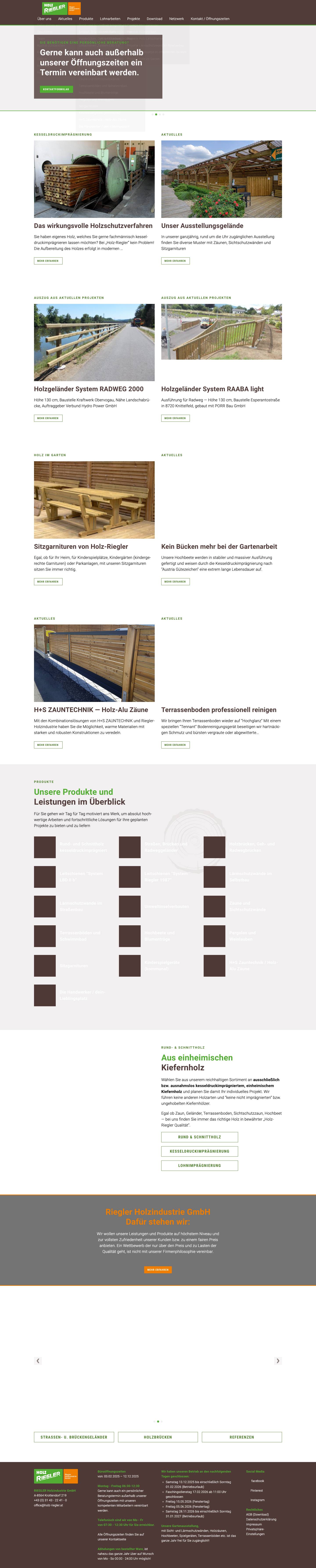 Holz im Straßenbau und Garten - Riegler Holzindustrie GmbH - Full Screenshot