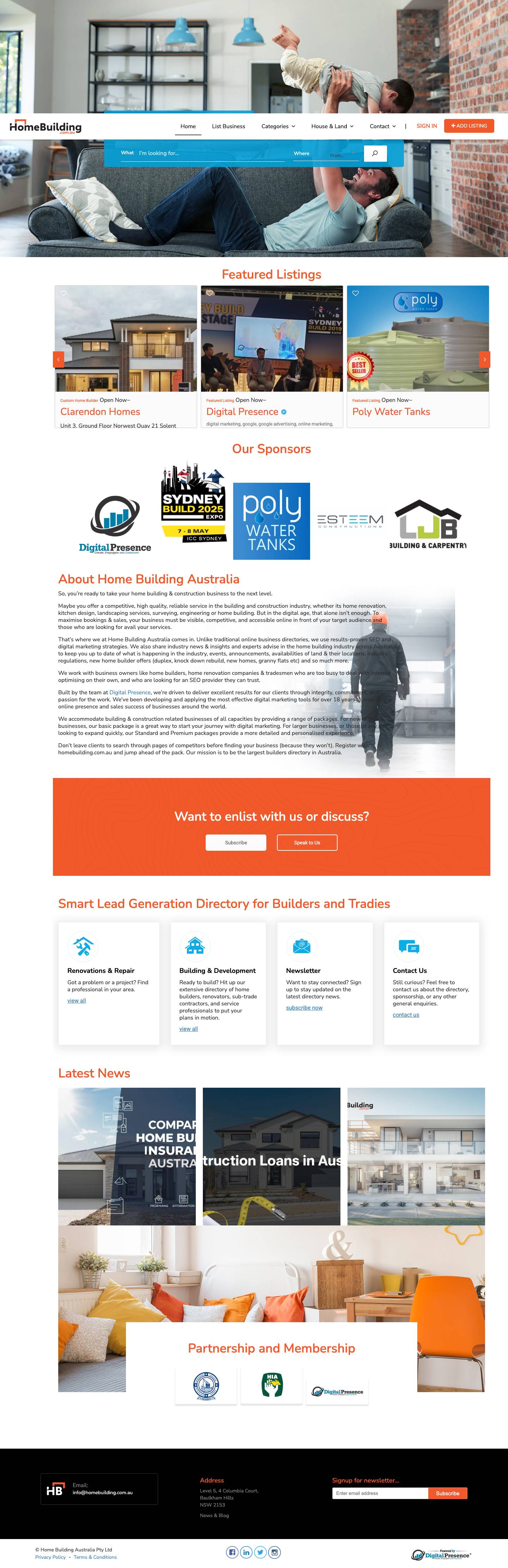 Home Building Australia - New Home Builders & Tradies Directory - Full Screenshot