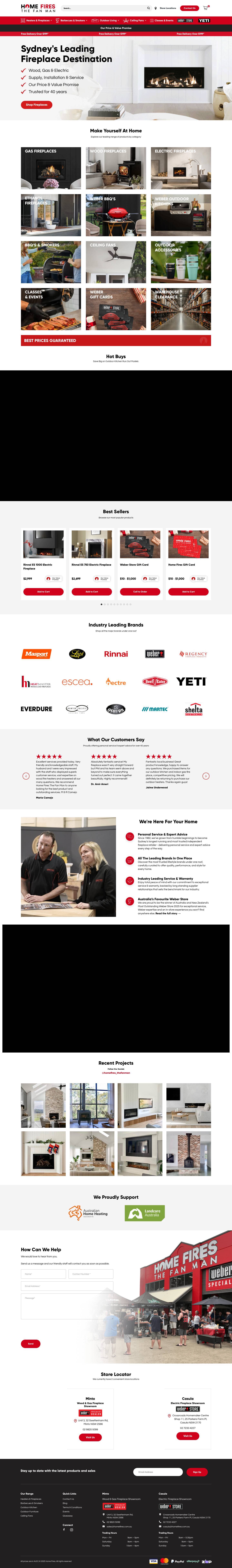 Sydney's Leading BBQ & Fireplace Specialist | Home Fires The Fan Man - Full Screenshot