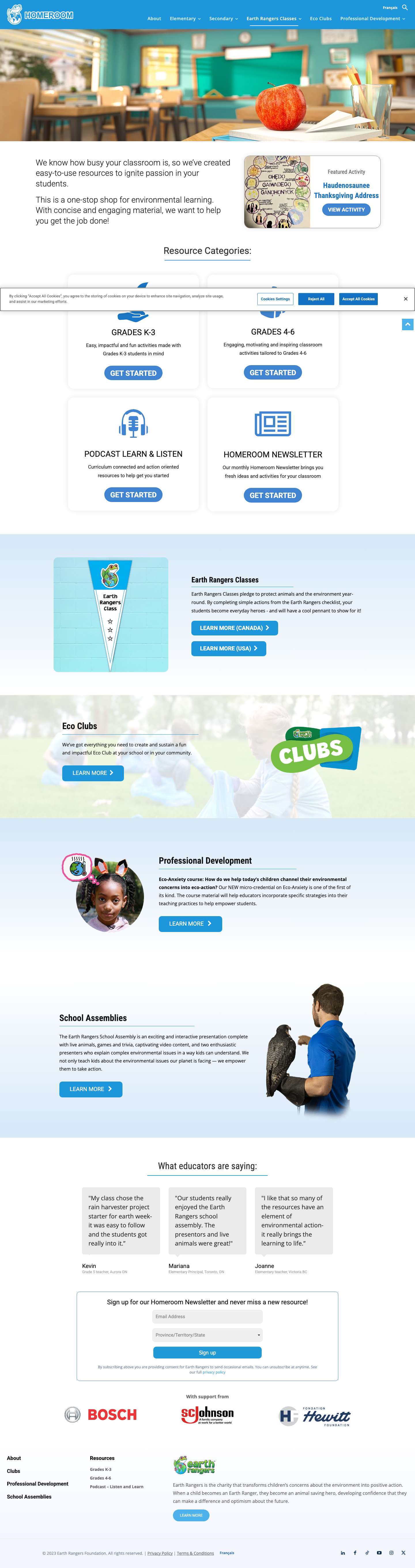 Earth Rangers Homeroom | A Platform for Environmental Education - Full Screenshot