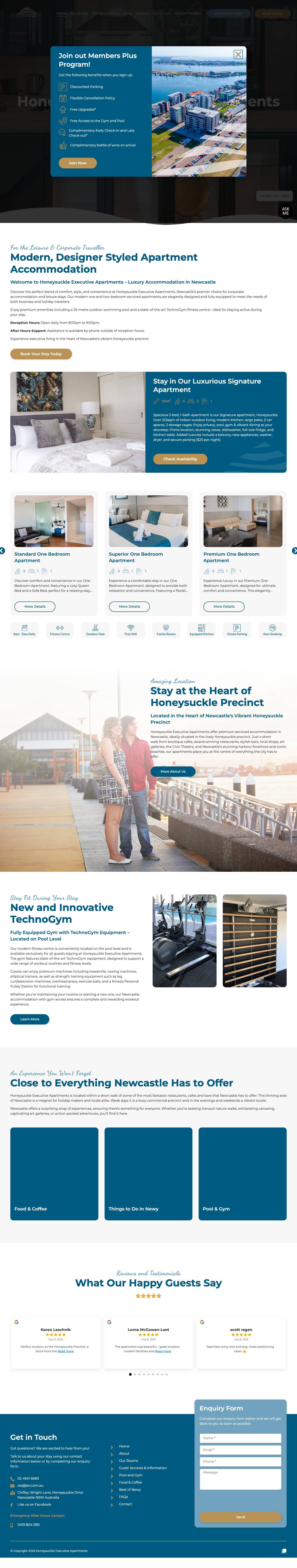 Honeysuckle Executive Apartments Newcastle - Full Screenshot