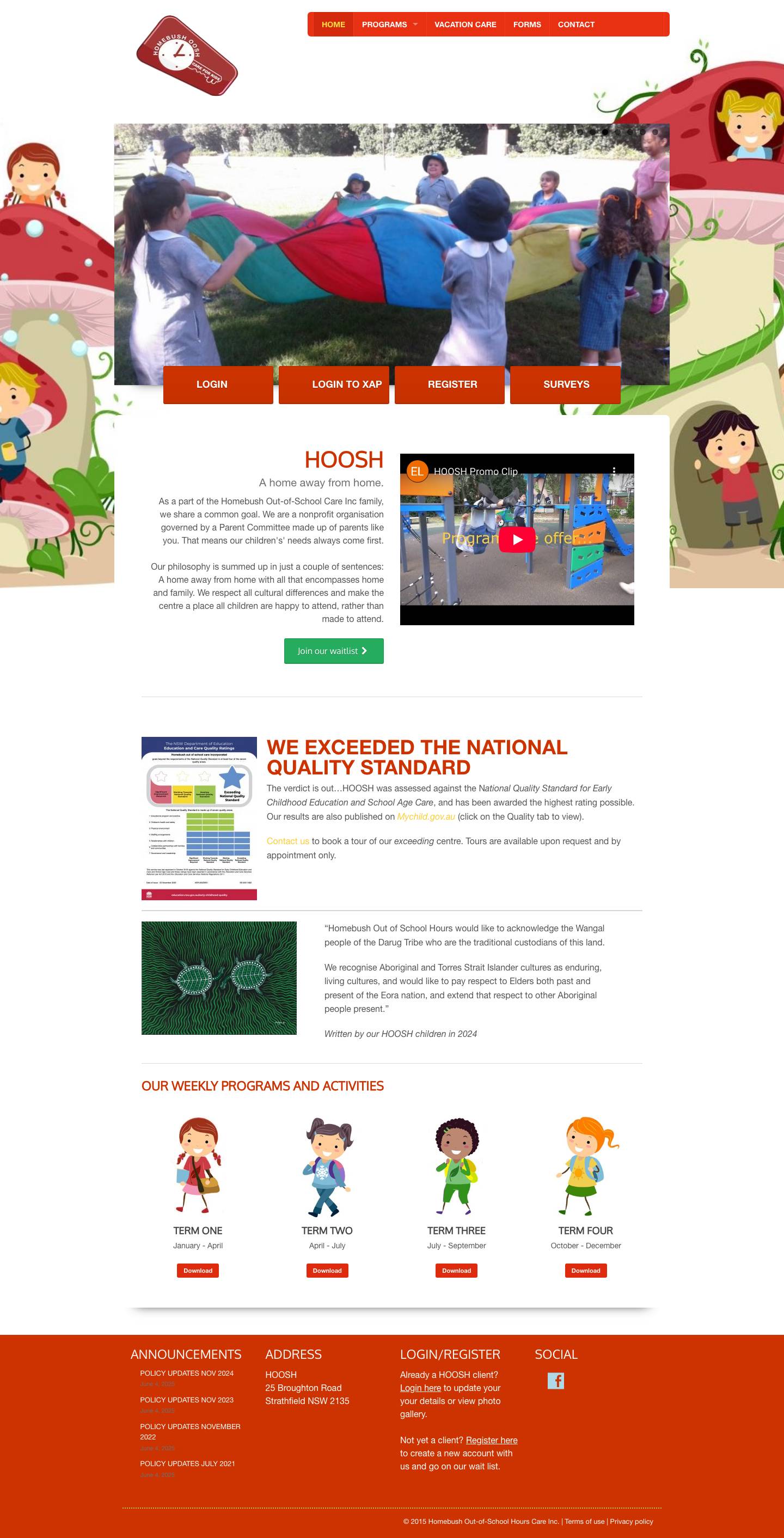 Homebush Out-of-School Hours Care Inc. - Full Screenshot