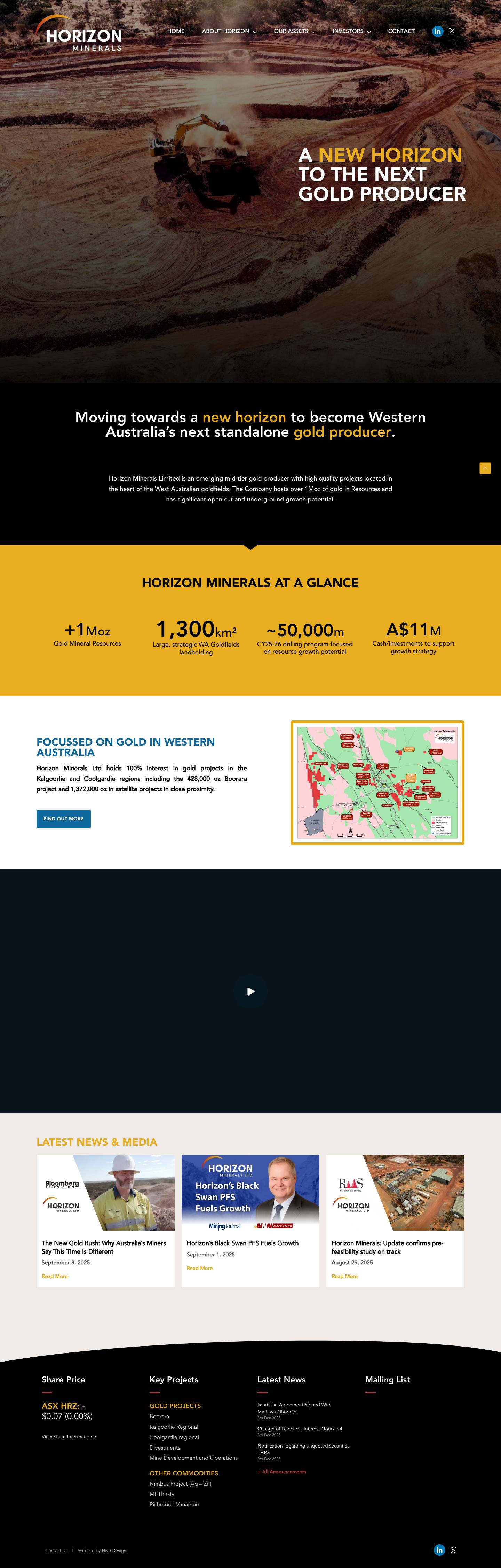 Horizon Minerals (ASX: HRZ) - Mid-tier gold producer - Western Australia - Full Screenshot