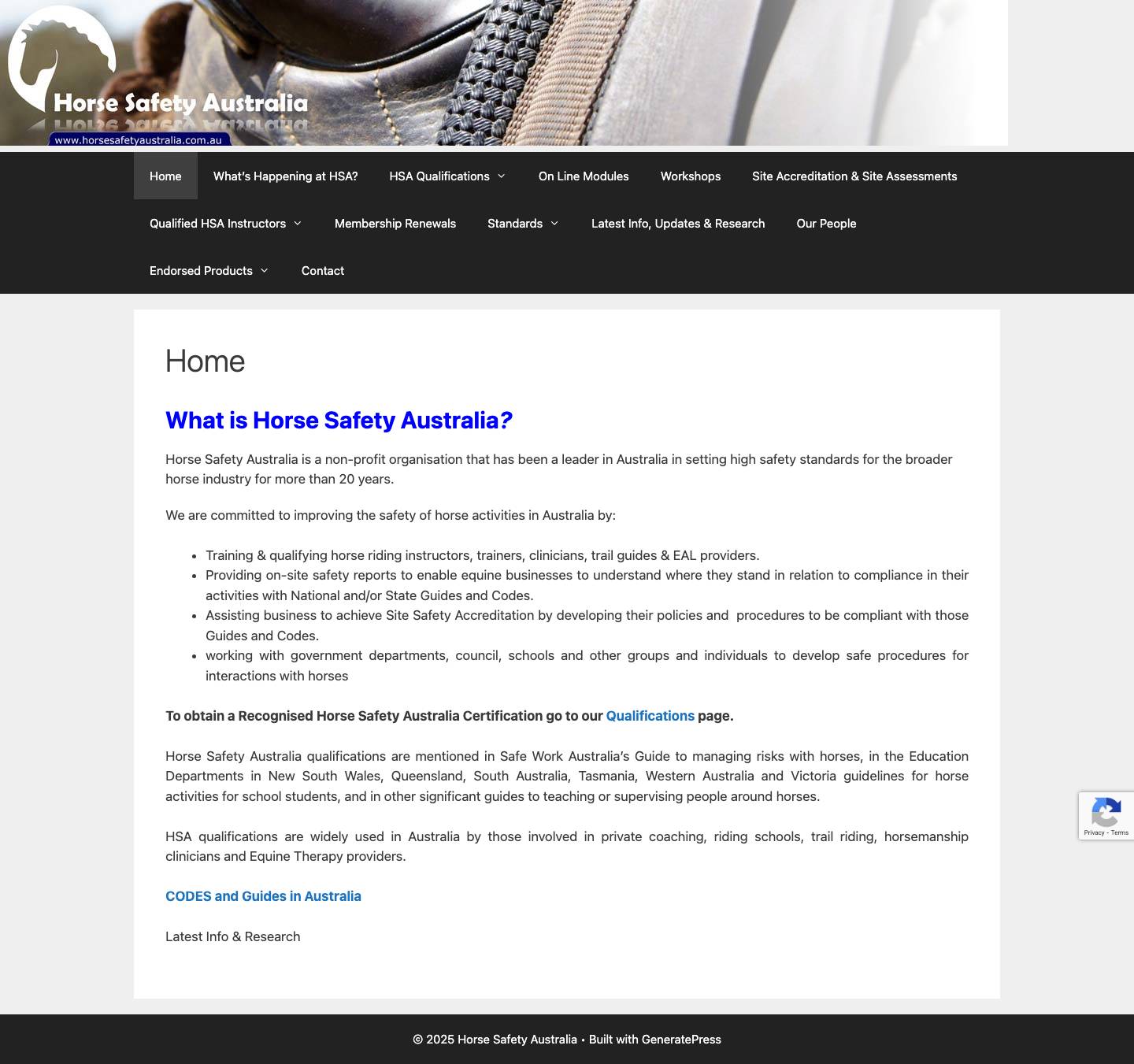 Horse Safety Australia – Setting the standard for safety in the equine industry - Full Screenshot