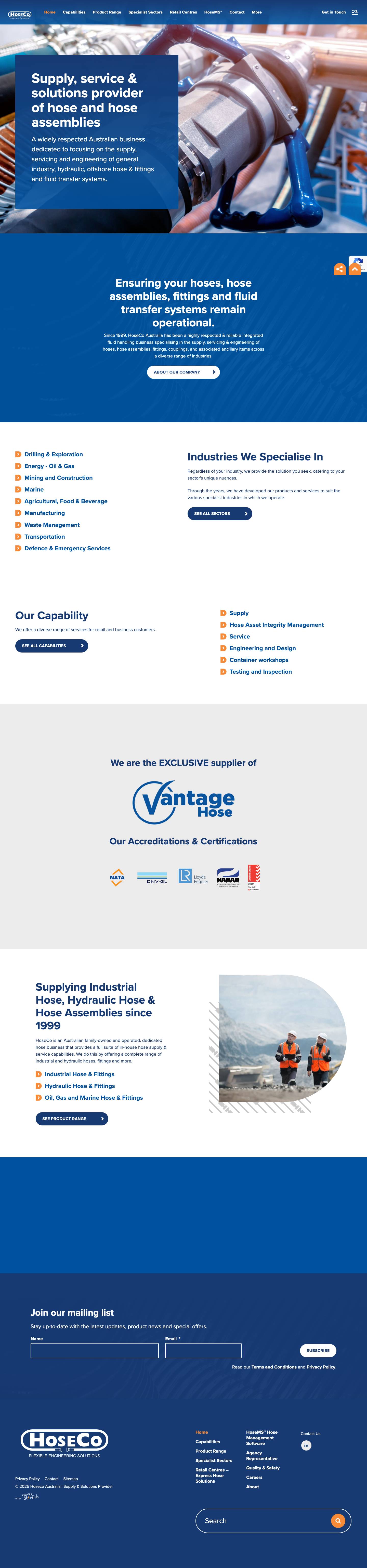 HoseCo Australia | Service, Servicing and EngineeringFacebook IconTwitter IconLinkedIn IconCopy Link Icon - Full Screenshot