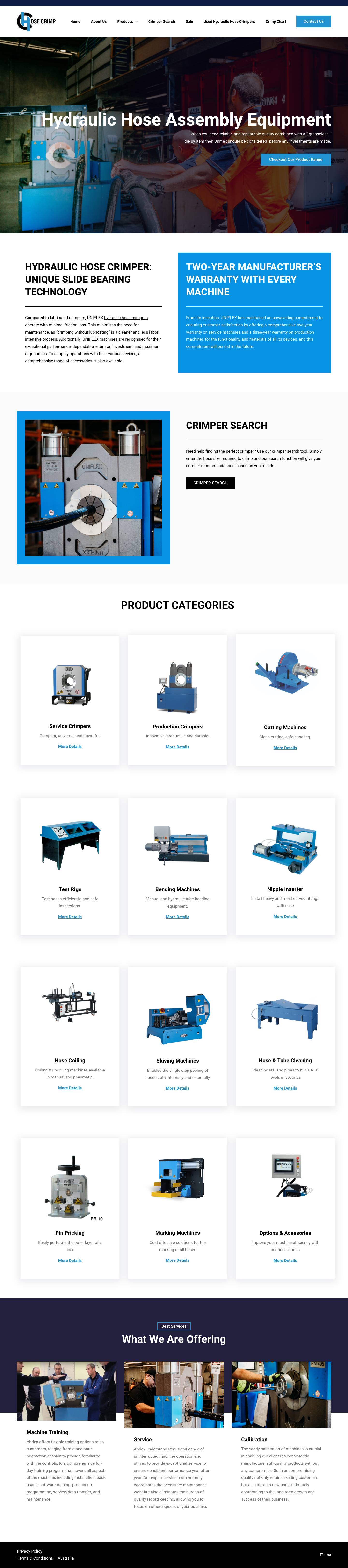 Hydraulic Hose Crimpers - Uniflex - Full Screenshot