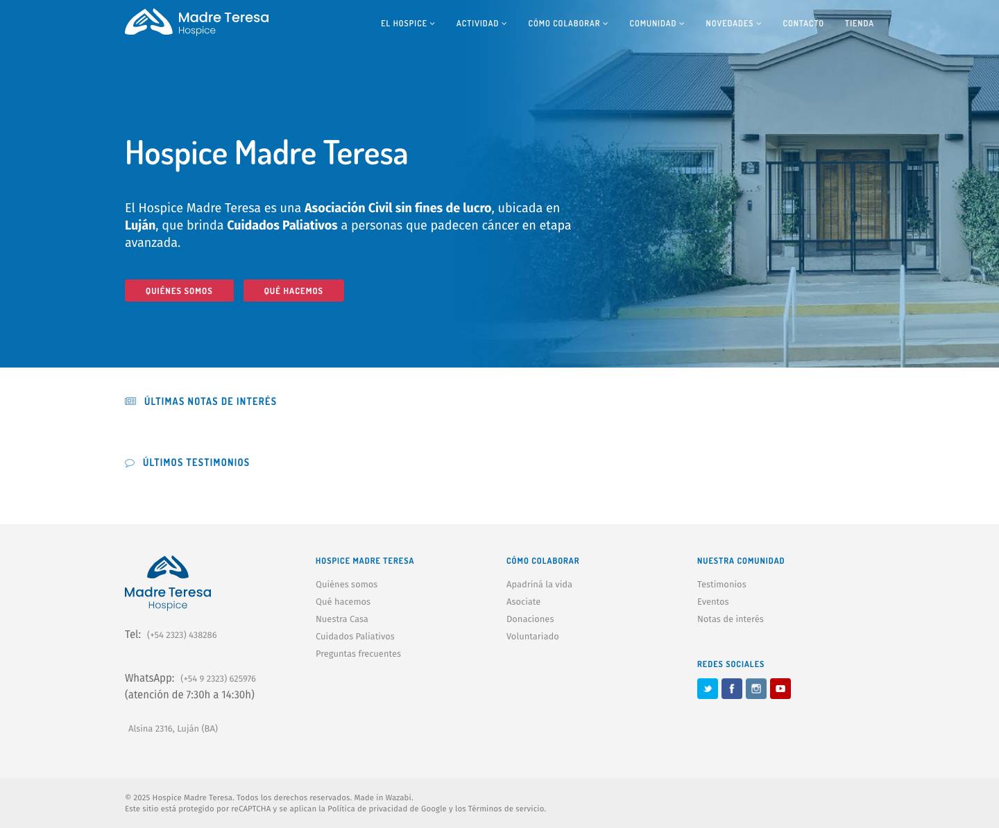 Hospice Madre Teresa | Cuidados Paliativos en Luján - Full Screenshot