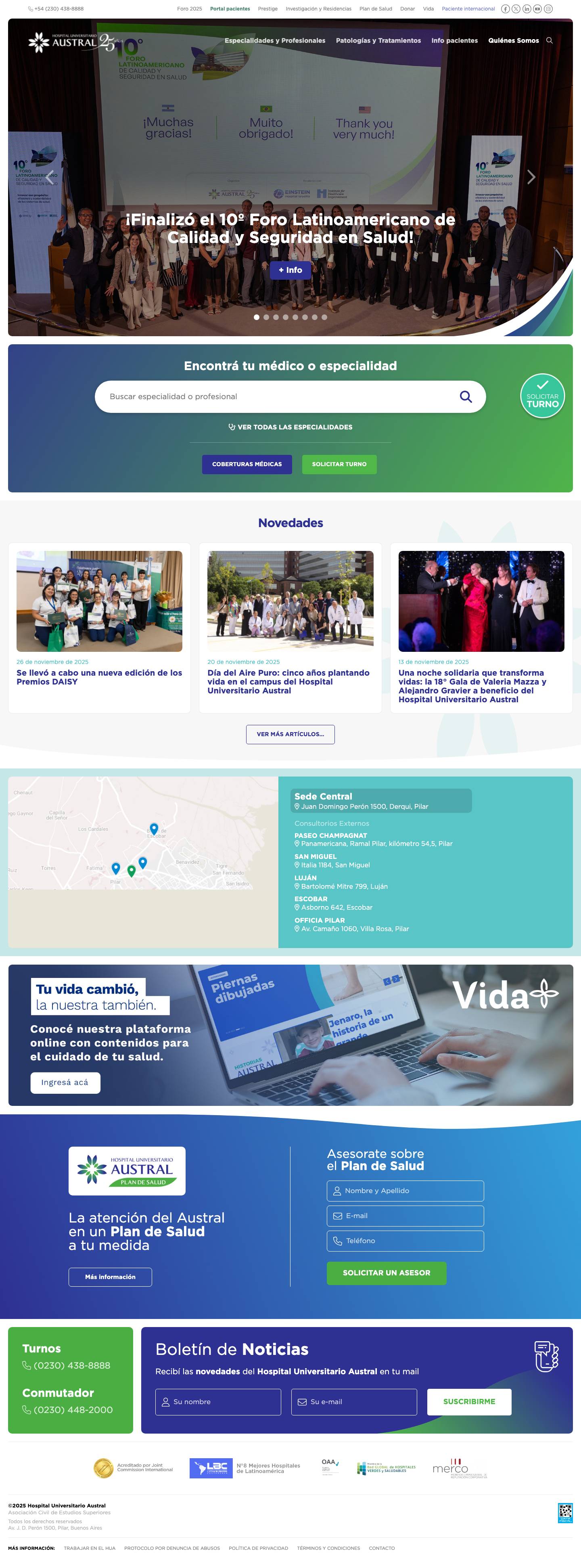 Hospital Universitario Austral - Bienvenido - Full Screenshot