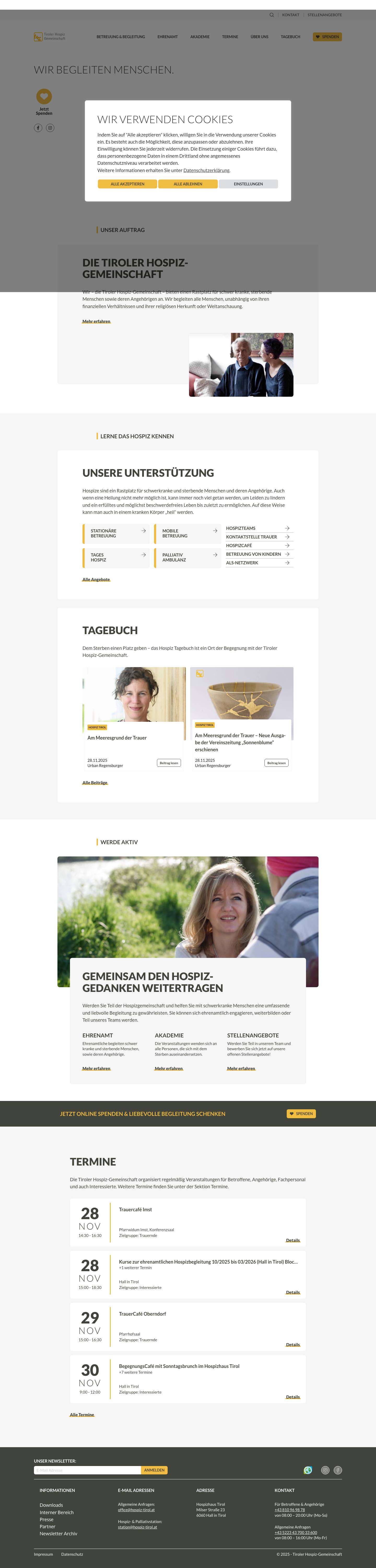 Tiroler Hospiz-Gemeinschaft | Hall in Tirol - Full Screenshot