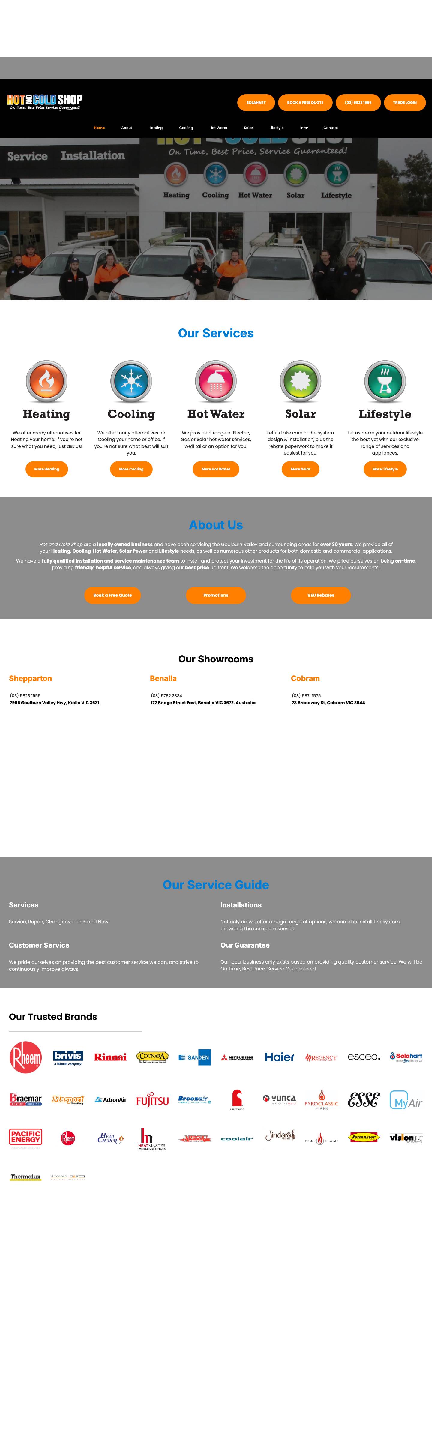 Heating & Cooling Goulburn Valley | Hot & Cold Shop - Full Screenshot