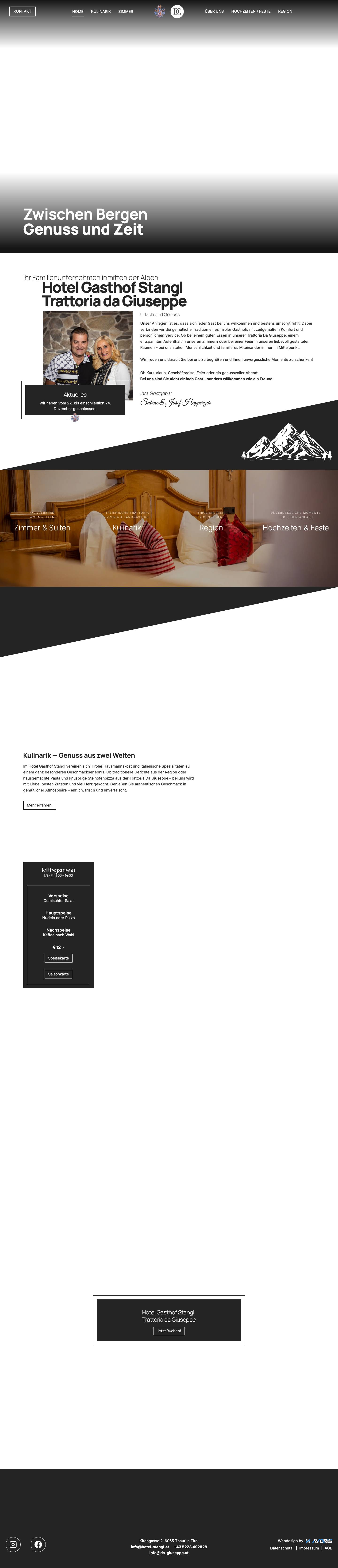 Hotel Gasthof Stangl | Trattoria Da GiuseppeToggle MenuInstagramFacebook - Full Screenshot