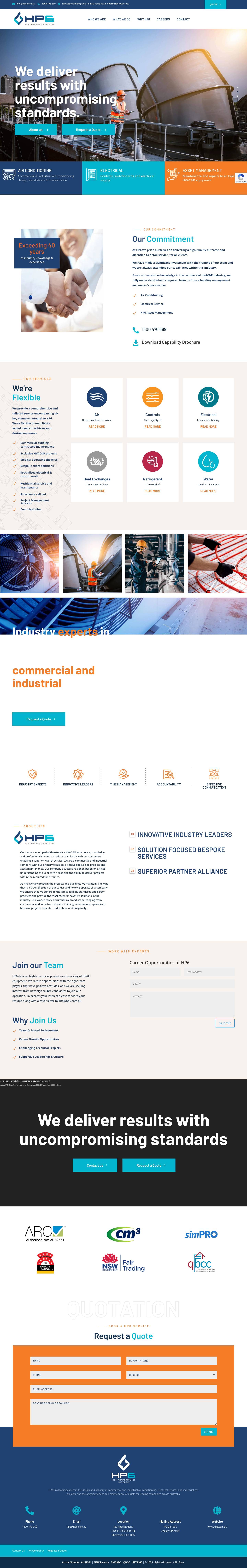 High Performance Air Flow - HVAC&R Services Brisbane - Full Screenshot