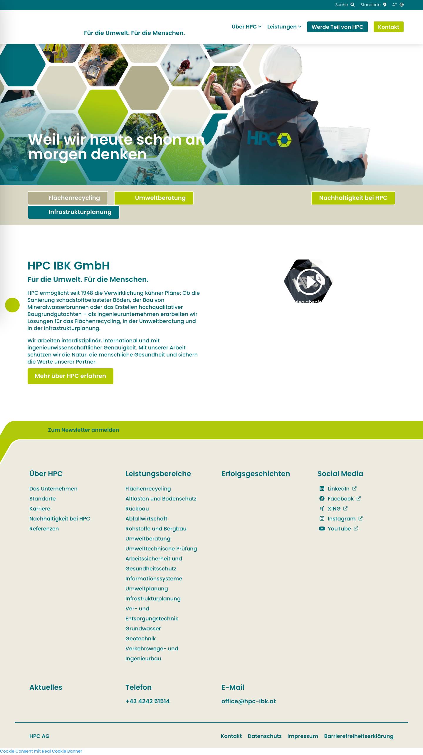 Für die Umwelt. Für die Menschen. - HPC AG - Full Screenshot