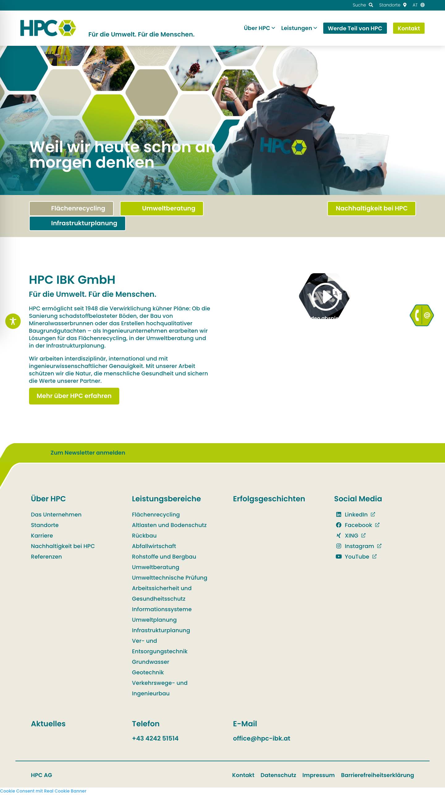 Für die Umwelt. Für die Menschen. - HPC AG - Full Screenshot