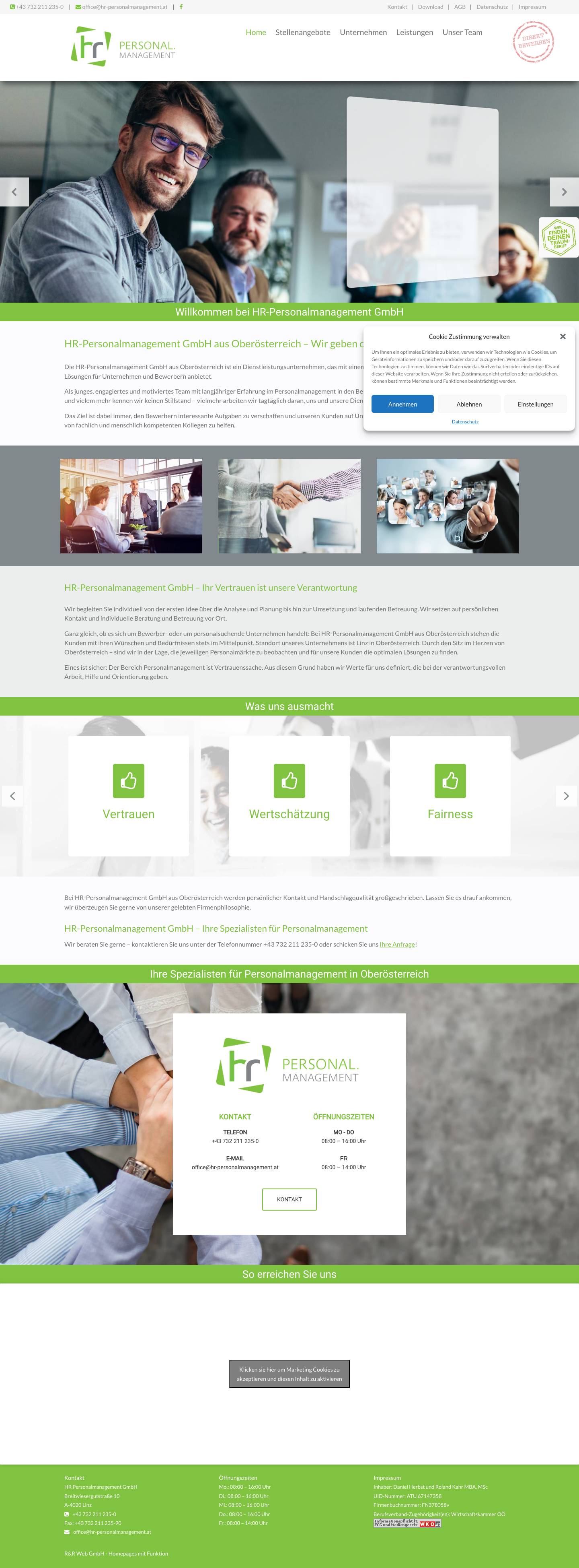 HR Personalmanagement GmbH aus Linz in Oberösterreich - Full Screenshot